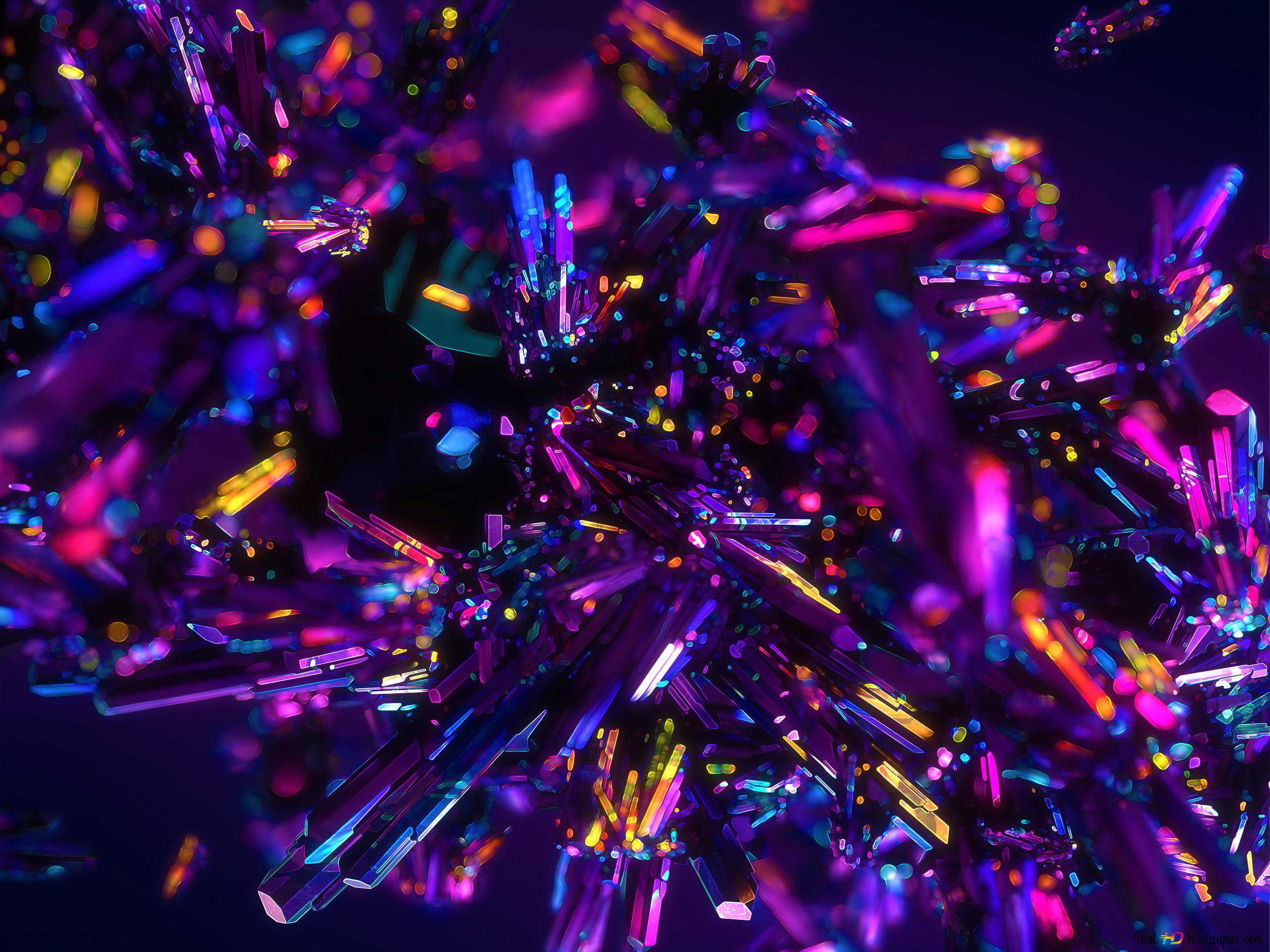  Neon 4k Hintergrundbild 2560x1920. Neon Kristalle 4K Hintergrundbild Herunterladen