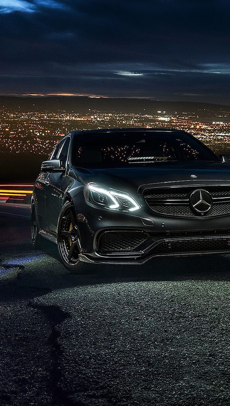 Mercedes Hintergrundbild 800x1411. Mercedes E black, car, mercedes, night, HD phone wallpaper