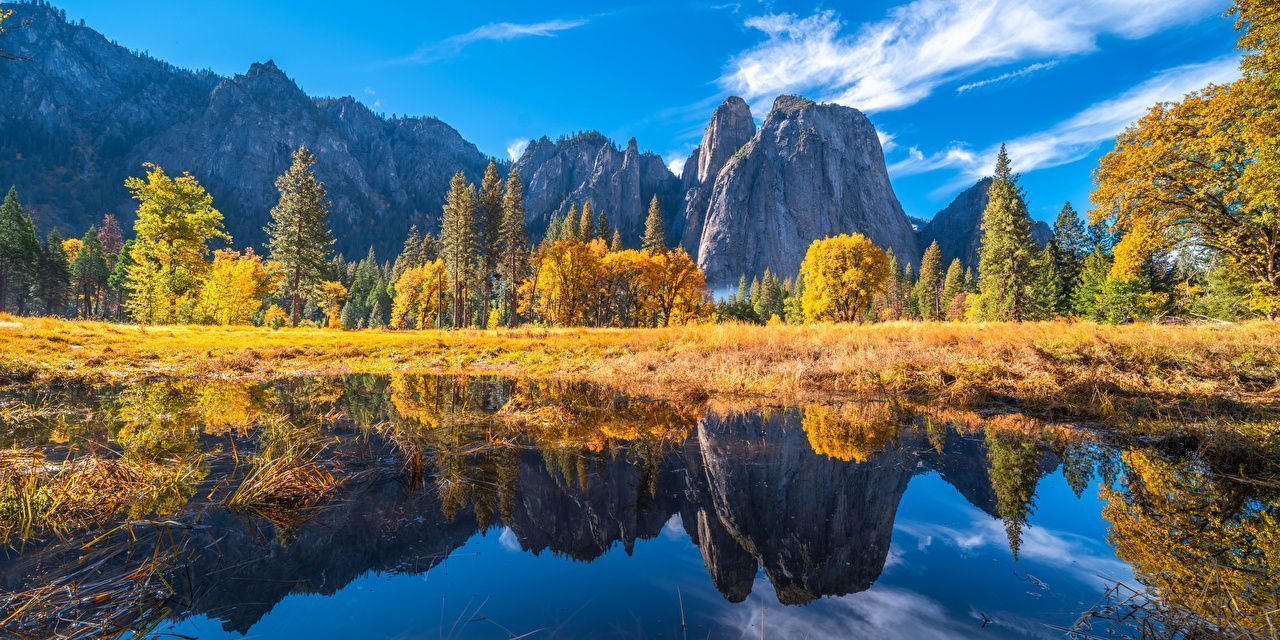  Bildschirm Hintergrundbild 1280x640. Desktop Hintergrundbilder Yosemite Kalifornien USA Natur Herbst