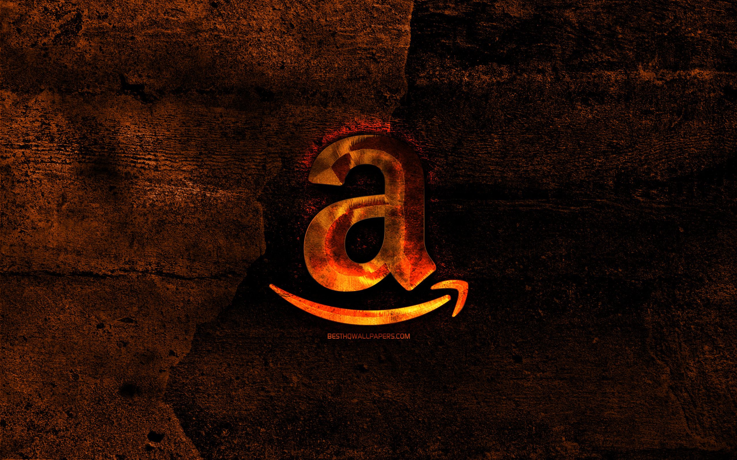  Amazon Hintergrundbild 2560x1600. Download wallpaper Amazon fiery logo, orange stone background, Amazon, creative, Amazon logo, brands for desktop with resolution 2560x1600. High Quality HD picture wallpaper