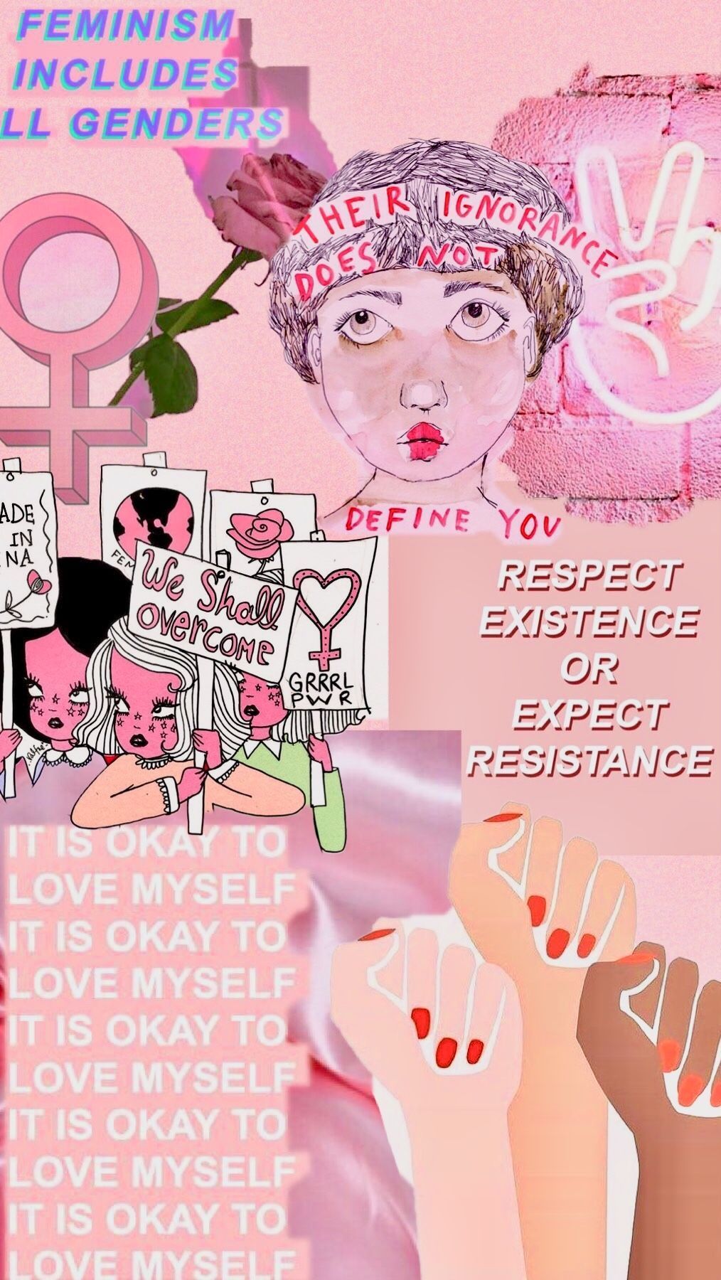  Feminismus Hintergrundbild 1014x1800. Feminist Collage Wallpaper Free Feminist Collage Background