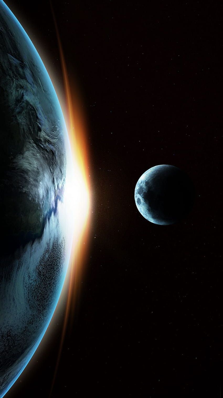  Erde Hintergrundbild 850x1512. Earth, moon, transit, galaxy background