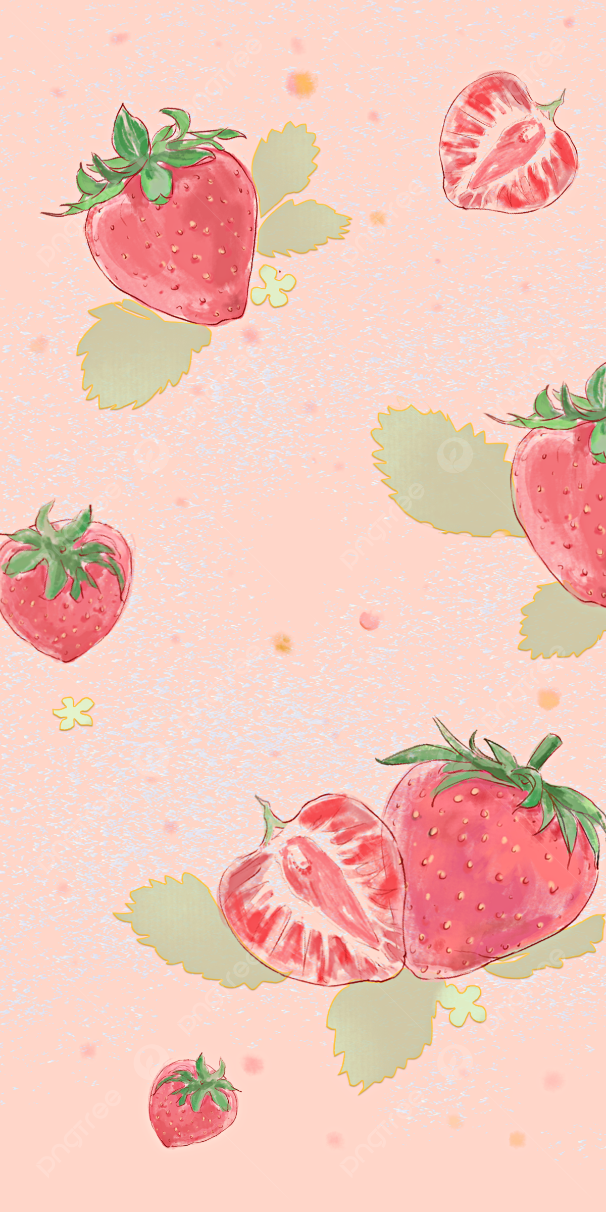  Erdbeeren Hintergrundbild 1200x2400. Erdbeer Aquarell Handy Wallpaper Hintergrund Hintergrundbild zum kostenlosen Download