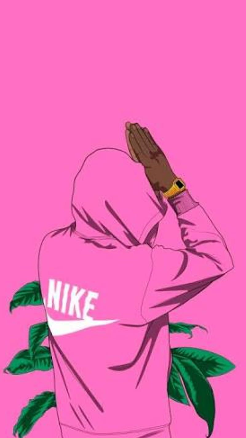  Nike Coole Hintergrundbild 800x1422. Nike, black, cool, gangster, hoodie, pink, plant, savage, HD phone wallpaper