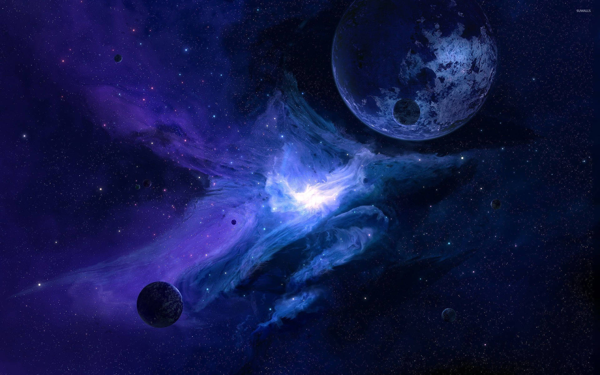 Galaxie Hintergrundbild 1920x1200. Download Dark Blue Aesthetic Galaxy Wallpaper
