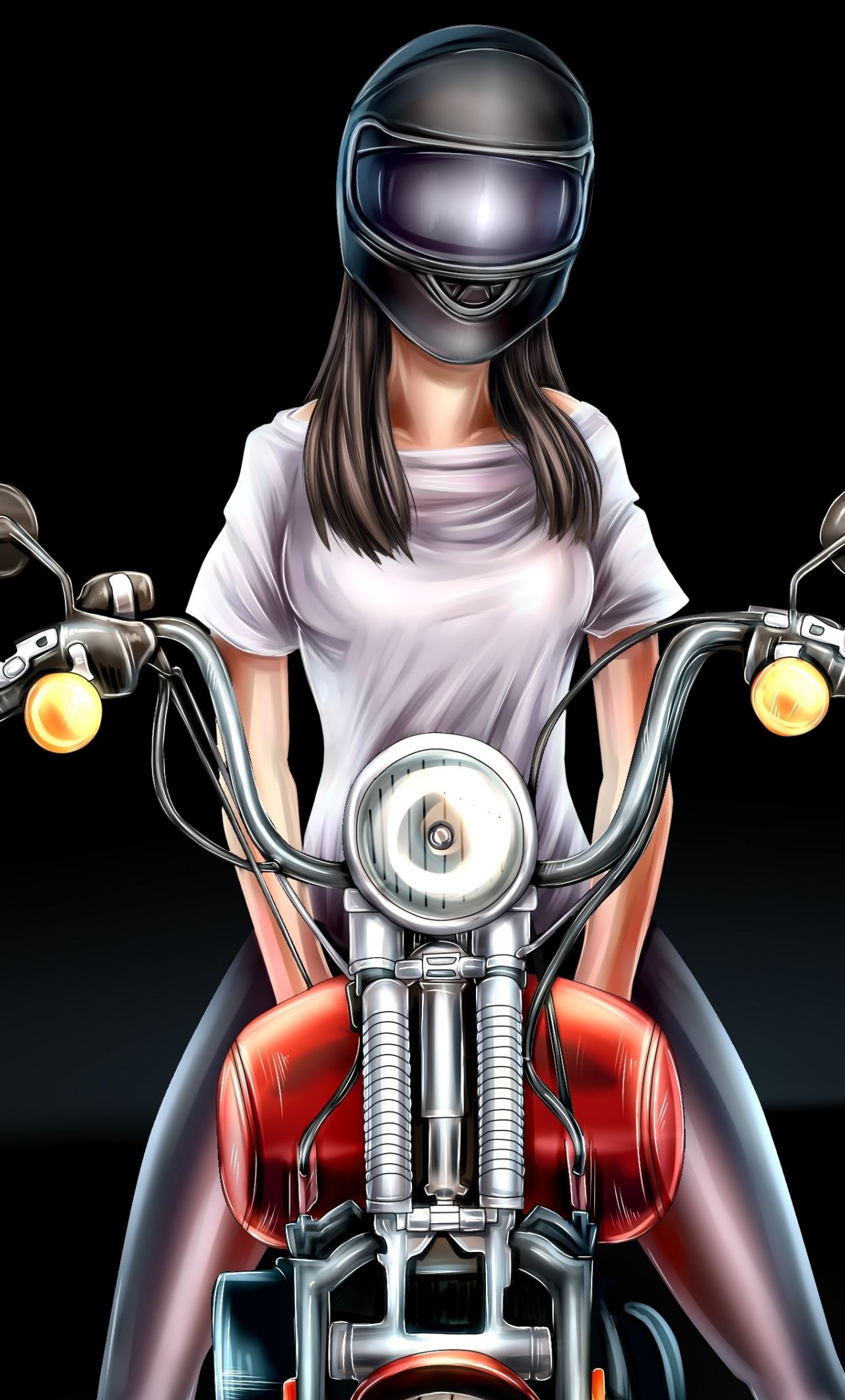  Motorrad Girl Hintergrundbild 1280x2120. Canvas painting ideas