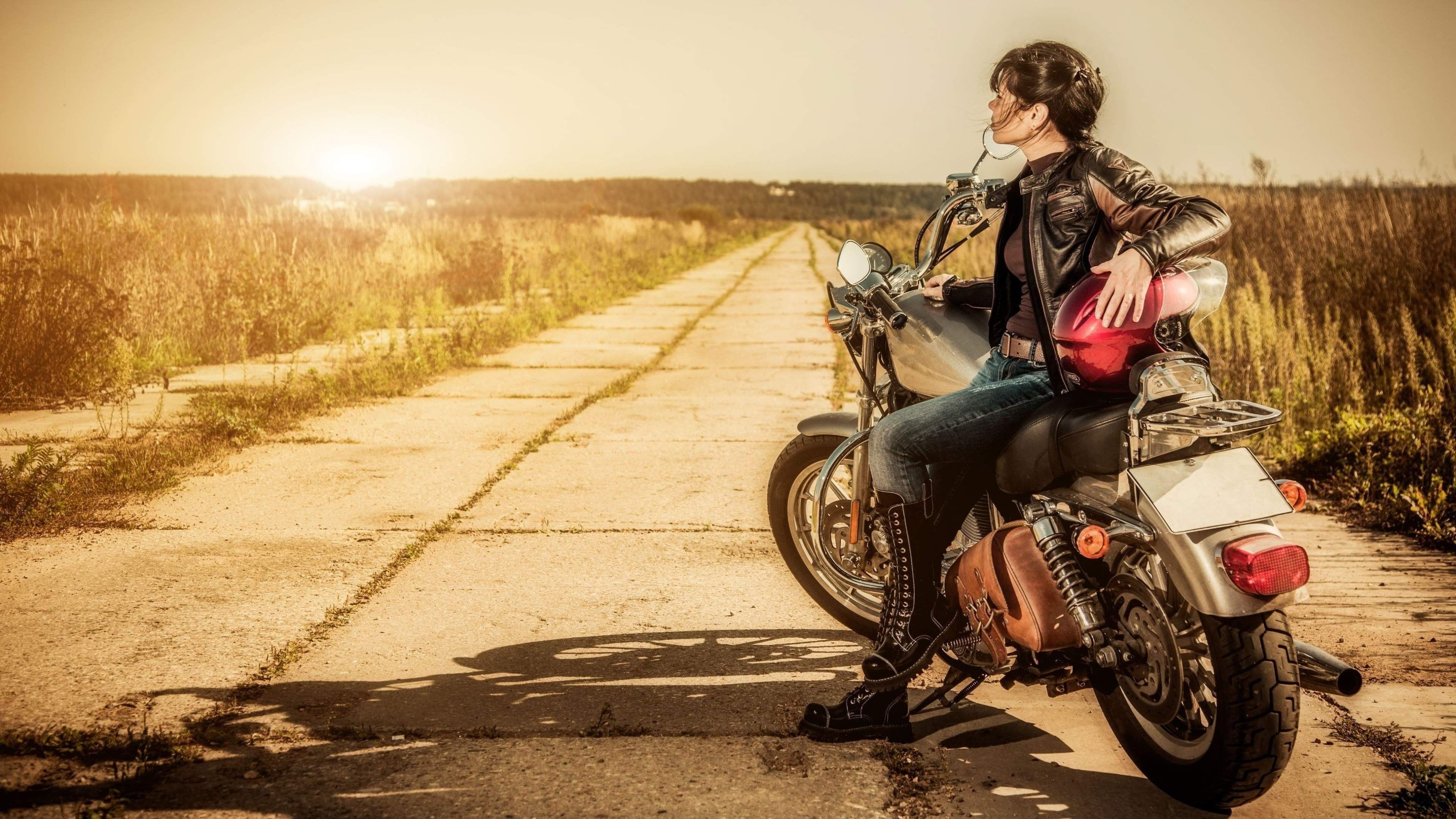  Motorrad Girl Hintergrundbild 3840x2160. Biker Girl Wallpaper