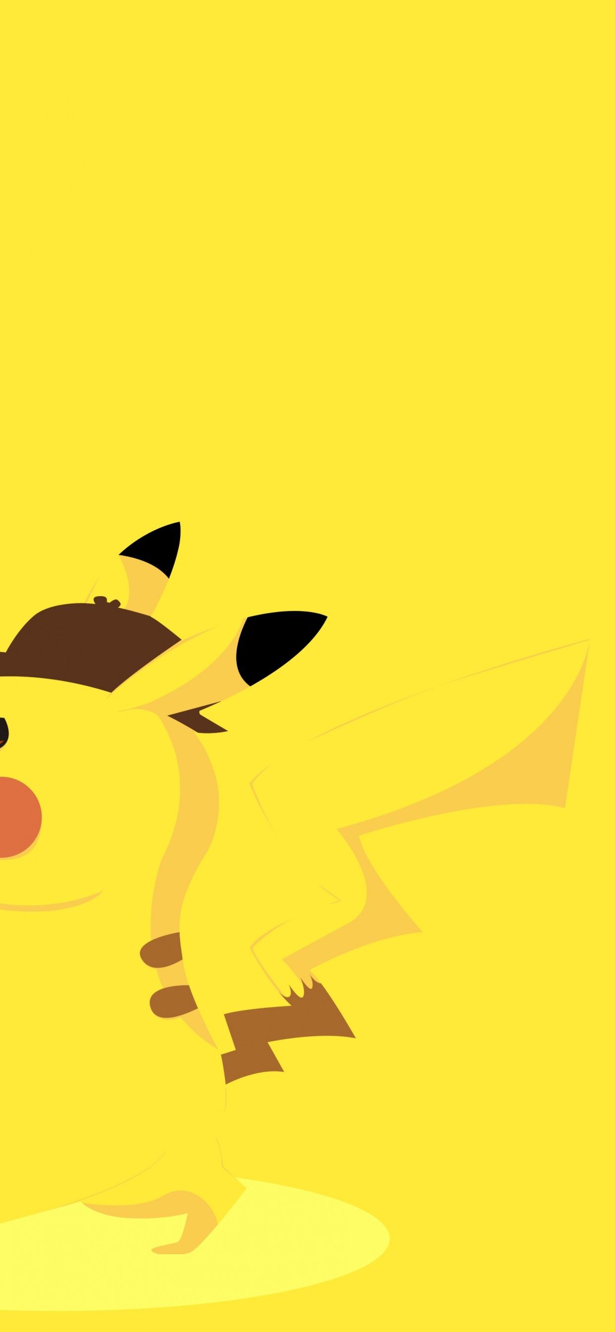  Pikachu Hintergrundbild 1242x2688. Pikachu Wallpaper 4K, Yellow background, Minimal art