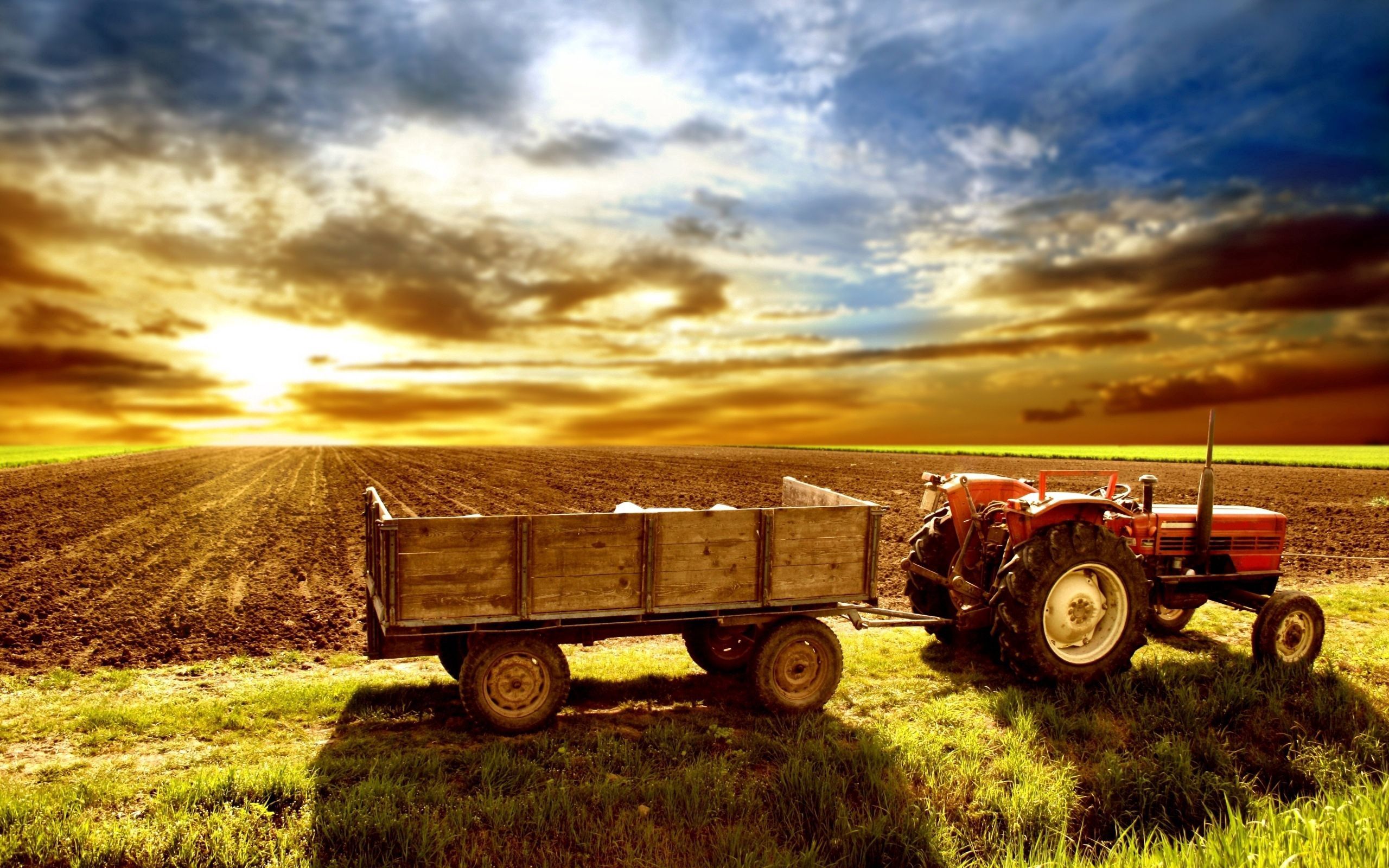  Trecker Hintergrundbild 2560x1600. Hintergrundbild für Handys: Feld, Ackerland, Landwirtschaft, Traktor, Natur, 133148 Bild kostenlos herunterladen