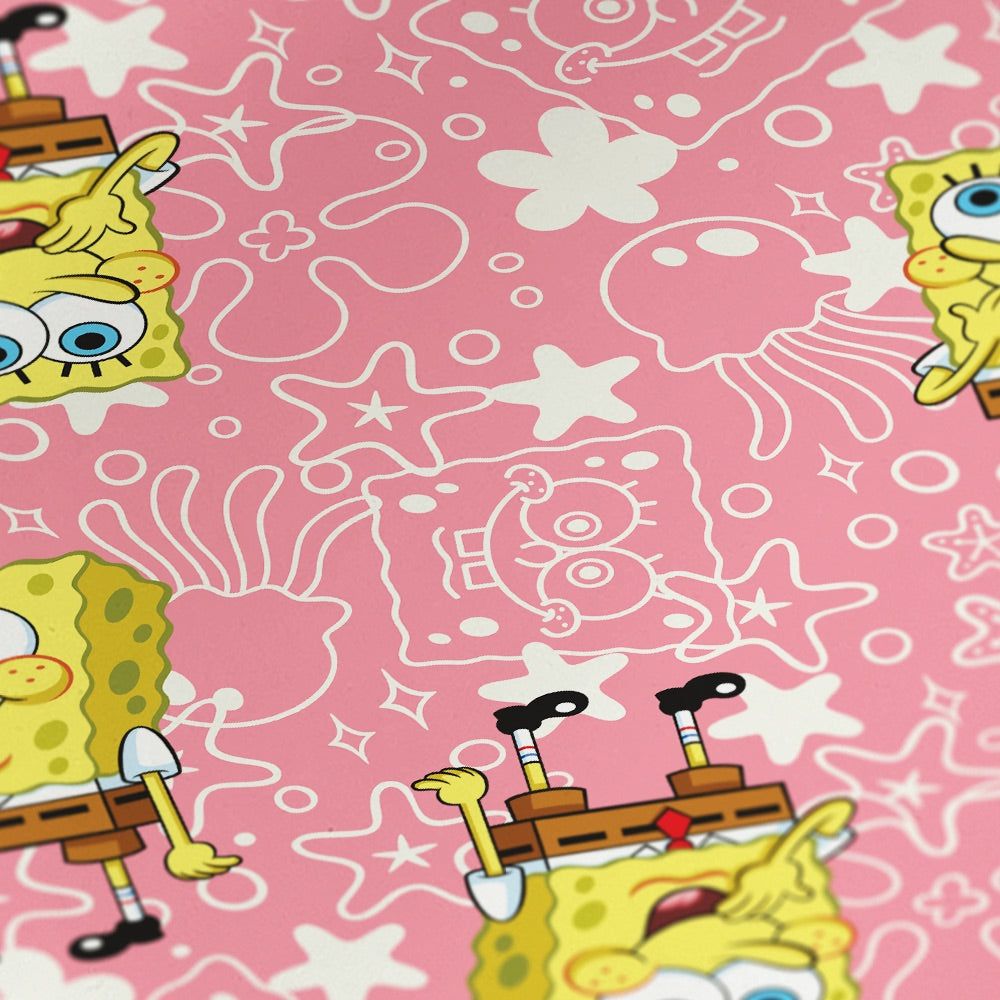  SpongeBob Schwammkopf Hintergrundbild 1000x1000. SpongeBob Schwammkopf Rosa Qualle Geschenkpapier
