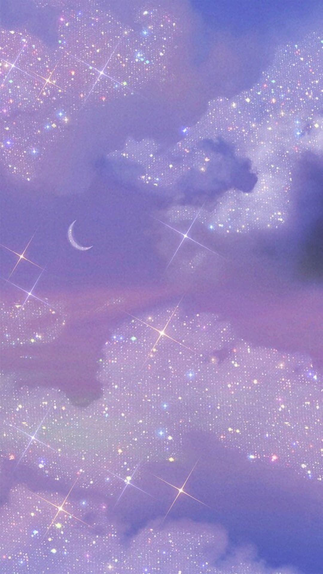  Glitzer Schwarz Hintergrundbild 1080x1920. Animierter ästhetischer Glitzerhimmel Mondschein Poster rosa