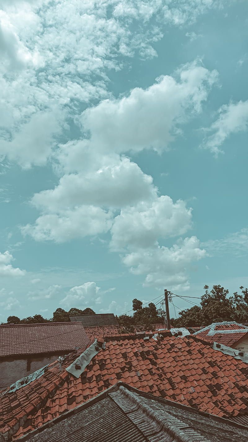  IOS Hintergrundbild 800x1422. Sky, Indonesia, Samsung, aesthetic, blue, countryside, iphone, roof, teal, vintage, HD phone wallpaper