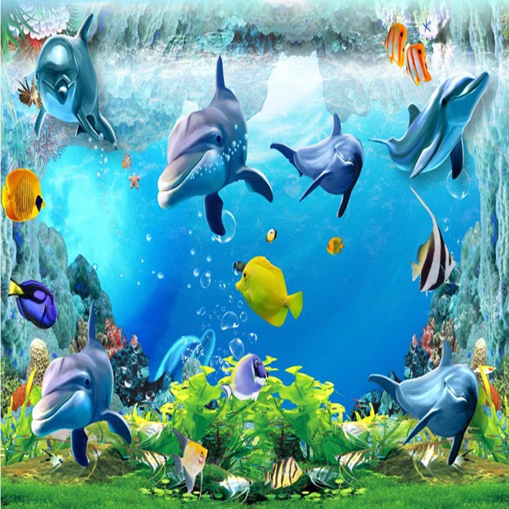  Aquarium Hintergrundbild 1000x1000. NAWXC 3D Dolphin Wallpaper Custom Durable Silk 11D Underwater Aquarium Wallpaper Living Room Bedroom Bathroom Underwater World Photo Wallpaper : Amazon.de: DIY & Tools