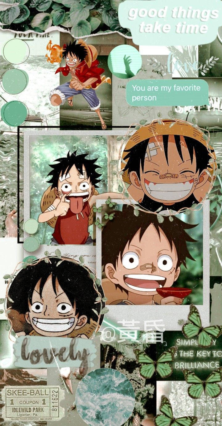  One Piece Hintergrundbild 720x1378. Download Young Luffy One Piece Aesthetic Wallpaper