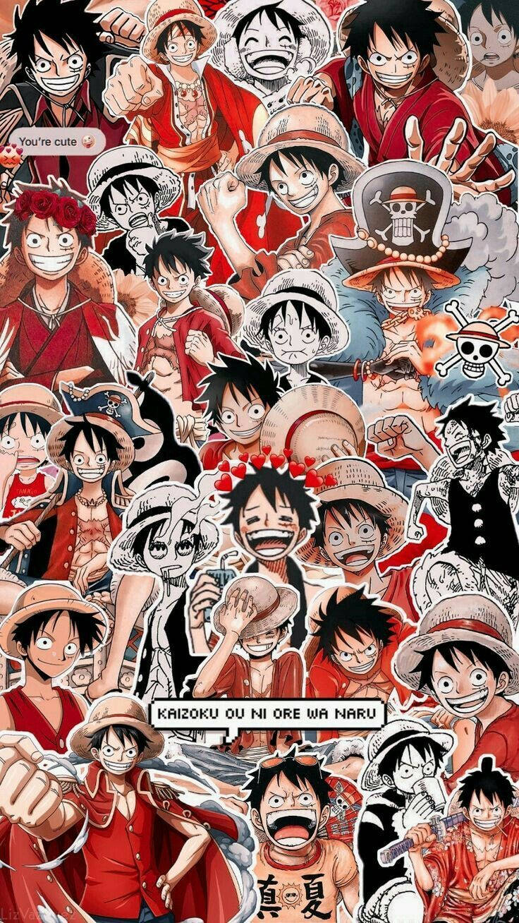  One Piece Hintergrundbild 736x1308. Download Luffy One Piece Aesthetic Collage Wallpaper