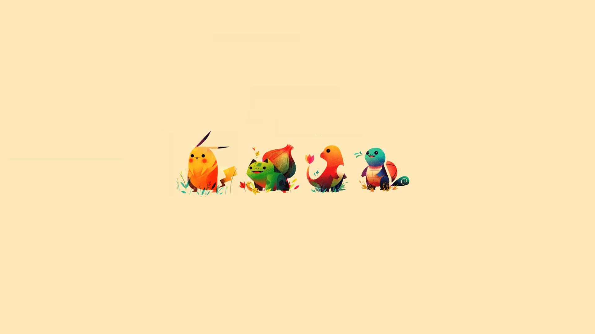  Pokémon Hintergrundbild 1920x1080. Download Indie Aesthetic Laptop Pokemon Gen 1 Starters Wallpaper