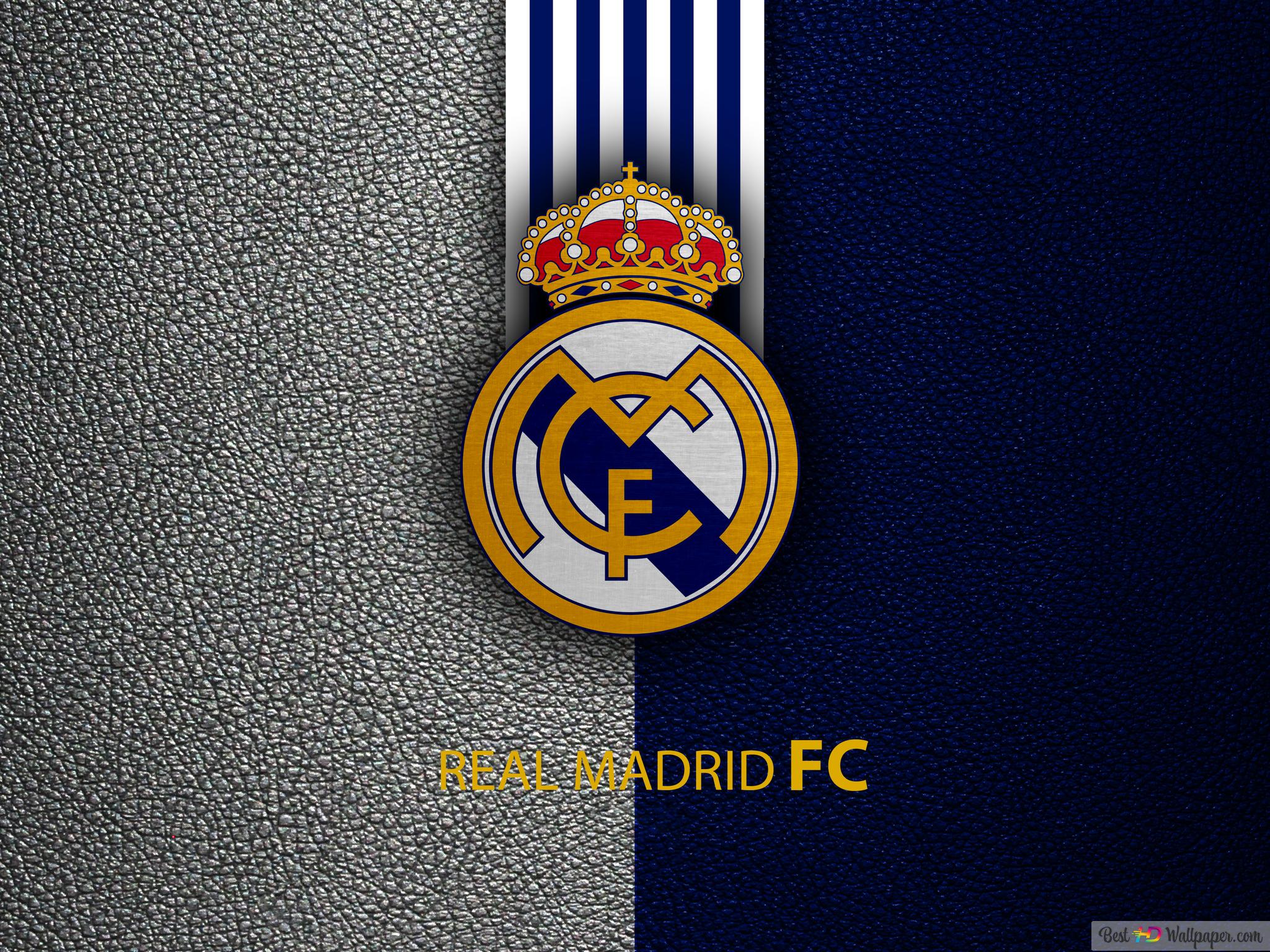 Real Madrid Hintergrundbild 2048x1536. Logo Der Spanischen La Liga Fußballmannschaft Von Real Madrid 4K Hintergrundbild Herunterladen