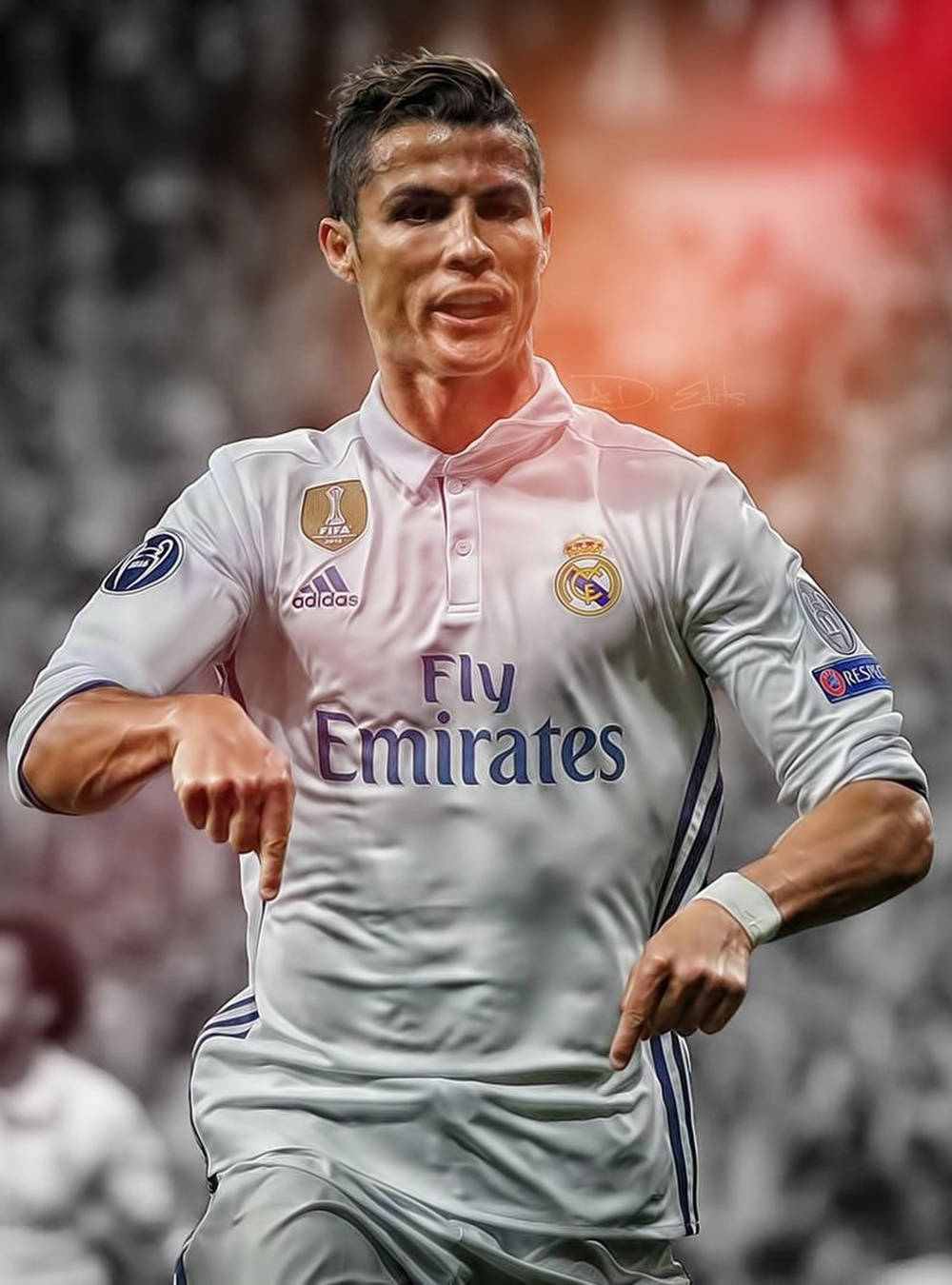 Real Madrid Hintergrundbild 1000x1350. Download Cristiano Ronaldo Cool White Real Madrid Uniform Wallpaper