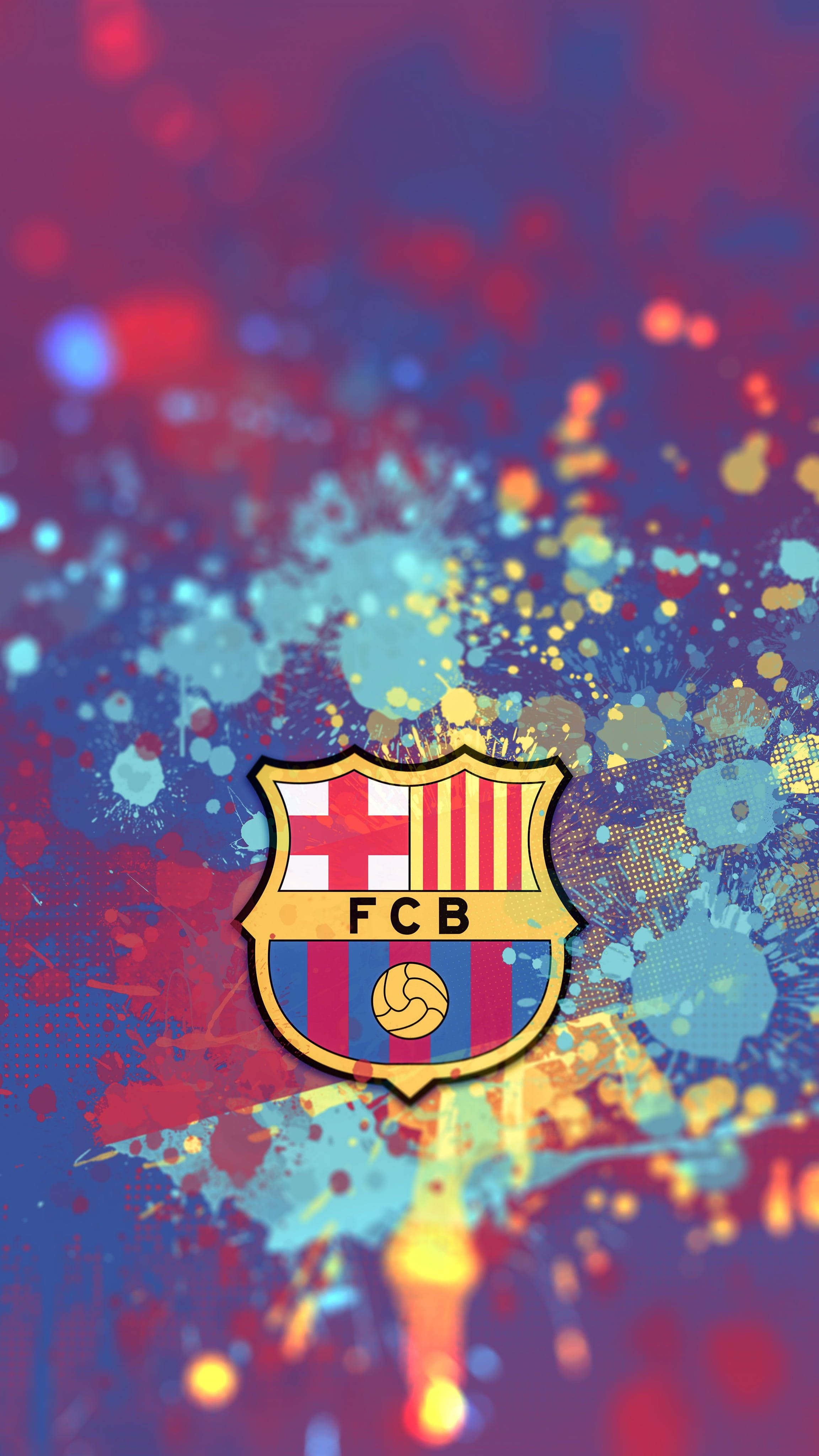  Barcelona Hintergrundbild 2304x4096. Download Colorful Barcelona Fc Paint Splatters Wallpaper