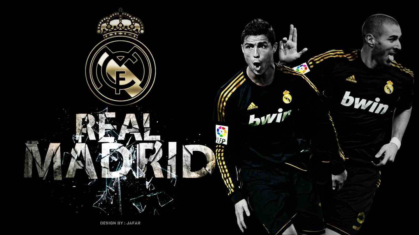Real Madrid Hintergrundbild 1440x810. Download Real Madrid Logo In Gold Wallpaper