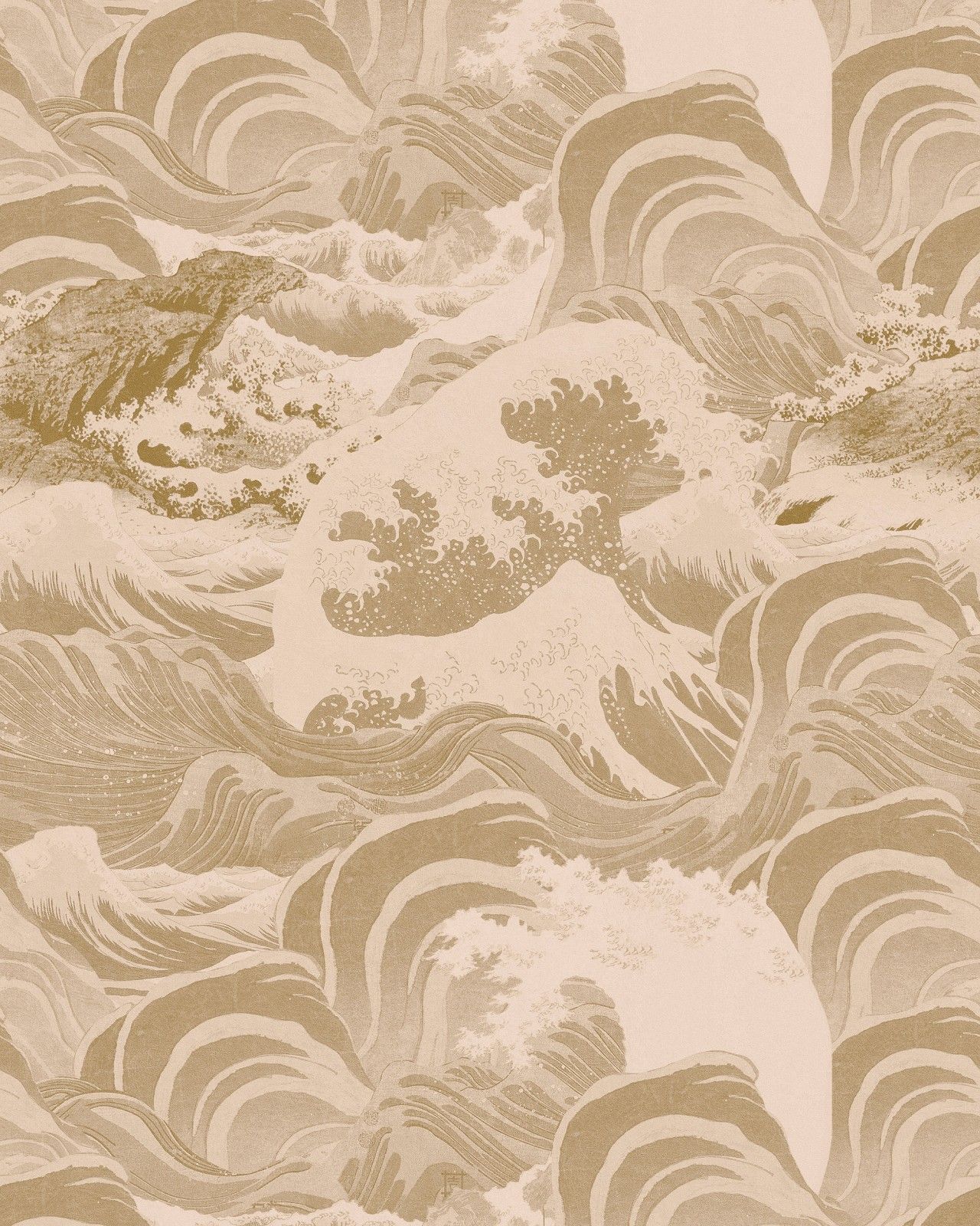  Beige Hintergrundbild 1280x1600. SEA WAVES Taupe Wallpaper