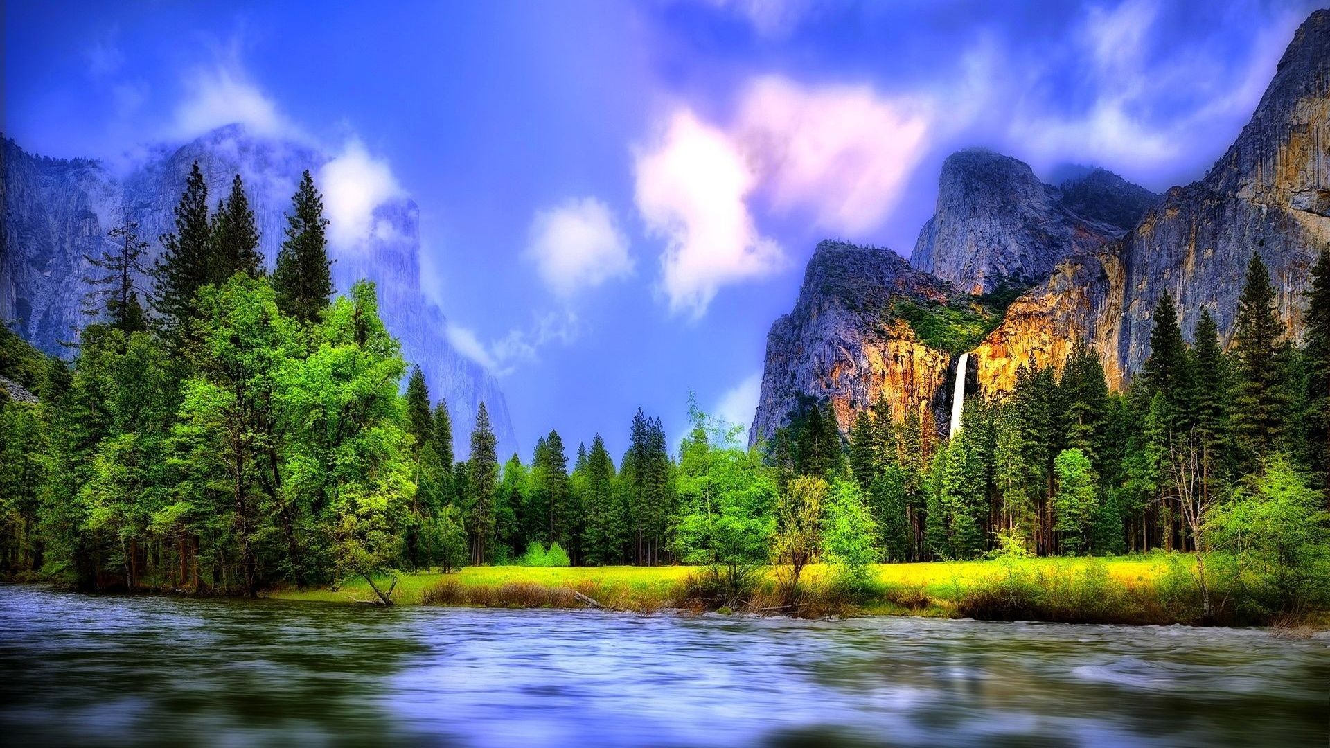  Berge Hintergrundbild 1920x1080. Schöne Landschaft, Fluss, Wald, Wasserfälle, Berge 1920x1200 HD Hintergrundbilder, HD, Bild