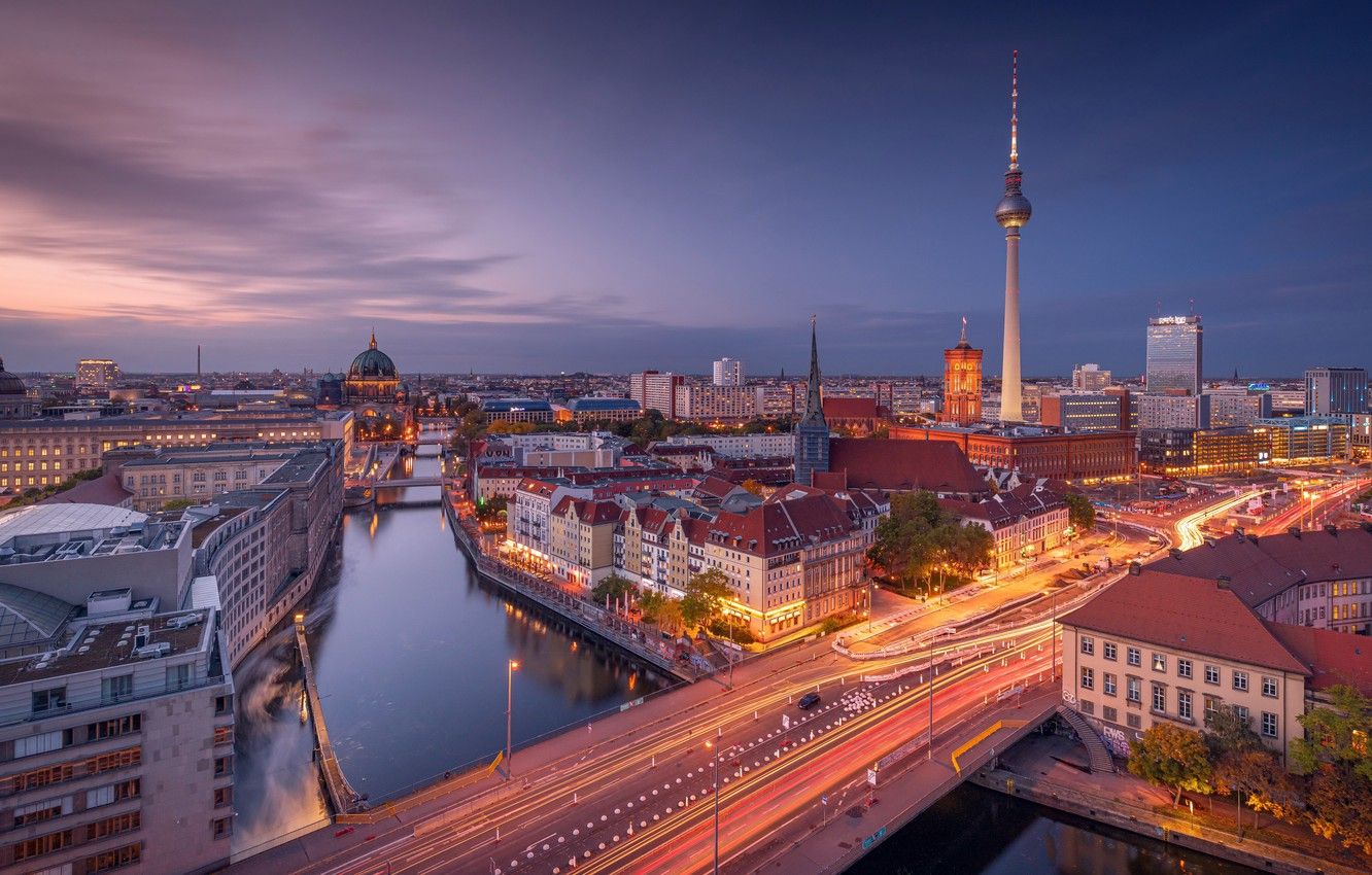  Berlin Hintergrundbild 1332x850. Wallpaper sunset, the city, Berlin image for desktop, section город