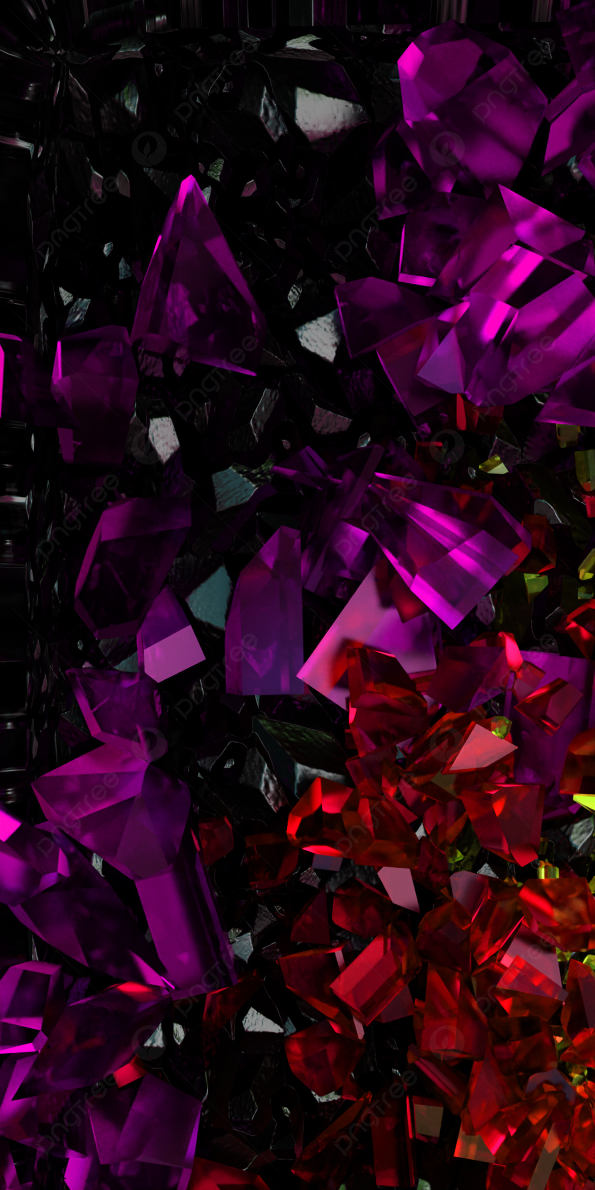 Rote Hintergrundbild 1200x2400. Kristall Tapetenhintergrund Mit Roten Lila Edelsteinen Hintergrundbild zum kostenlosen Download