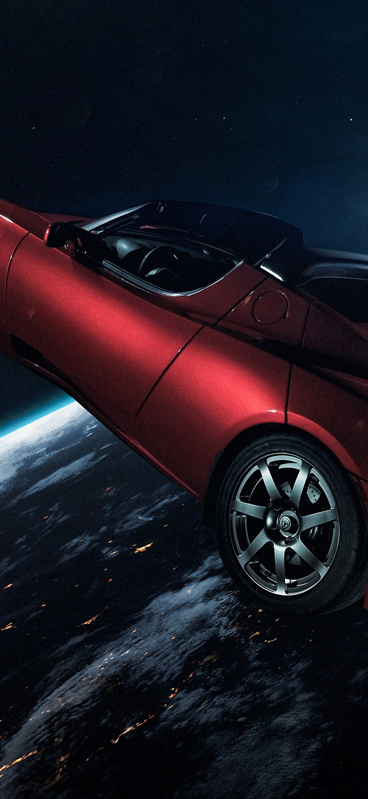 Tesla Hintergrundbild 1290x2796. Elon Musk's Tesla Roadster Wallpaper 4K, Tesla in Space, Space