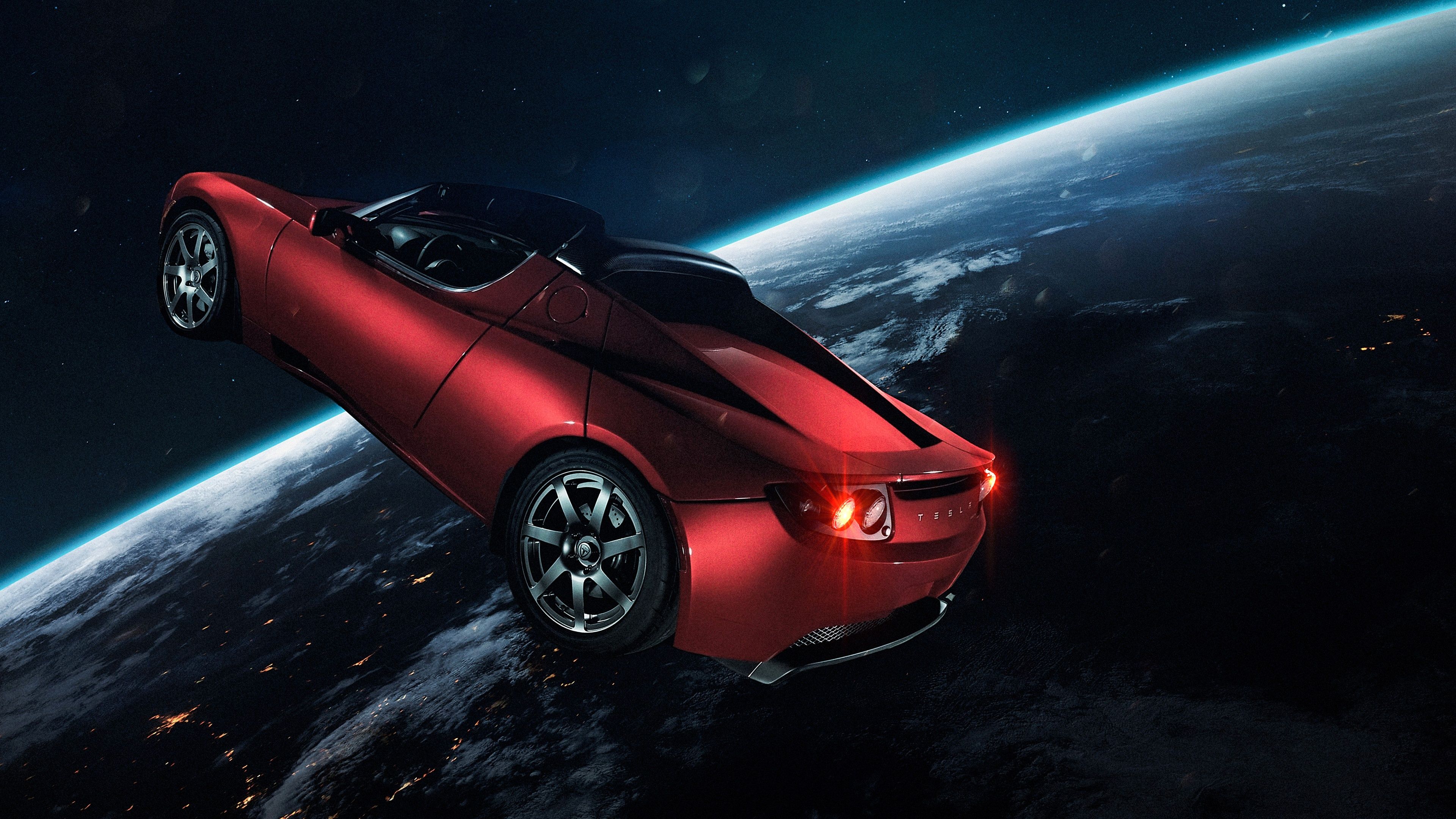 Tesla Hintergrundbild 3840x2160. Elon Musk's Tesla Roadster Wallpaper 4K, Tesla in Space, Space