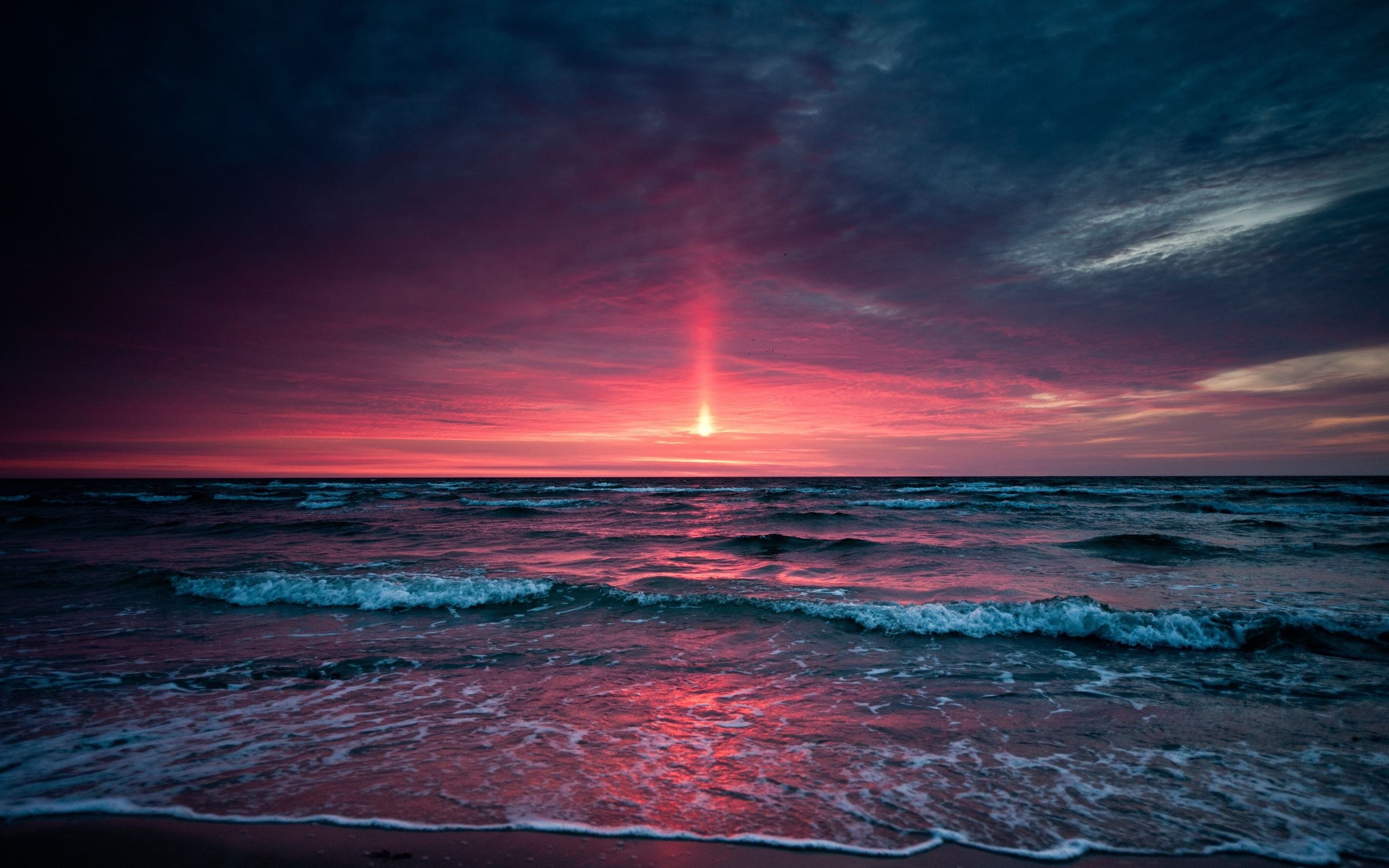 Schöner Hintergrundbild 2560x1600. Schöner Sonnenuntergang, Meer, Wolken, Himmel, Wellen, Schaum 2560x1600 HD Hintergrundbilder, HD, Bild