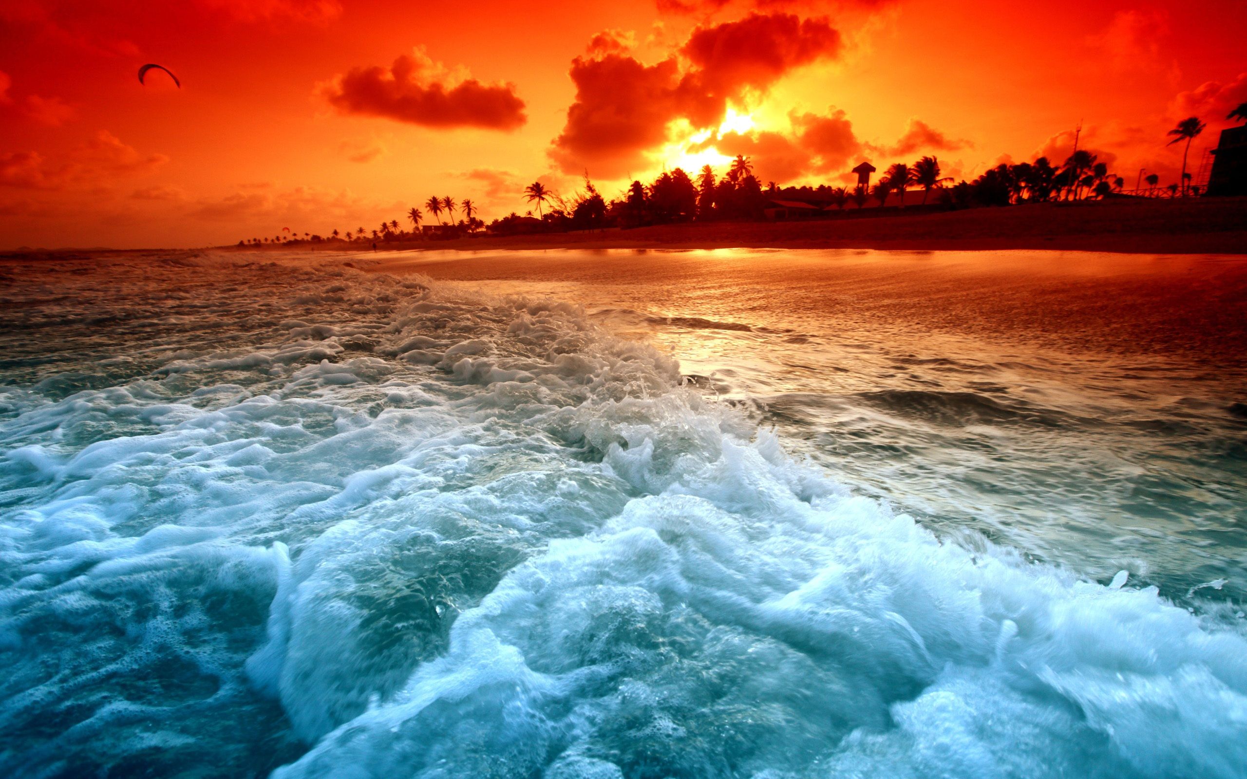  Sonnenuntergang Hintergrundbild 2560x1600. Strand Sonnenuntergang und Strand Wellen 2560x1600 HD Hintergrundbilder, HD, Bild