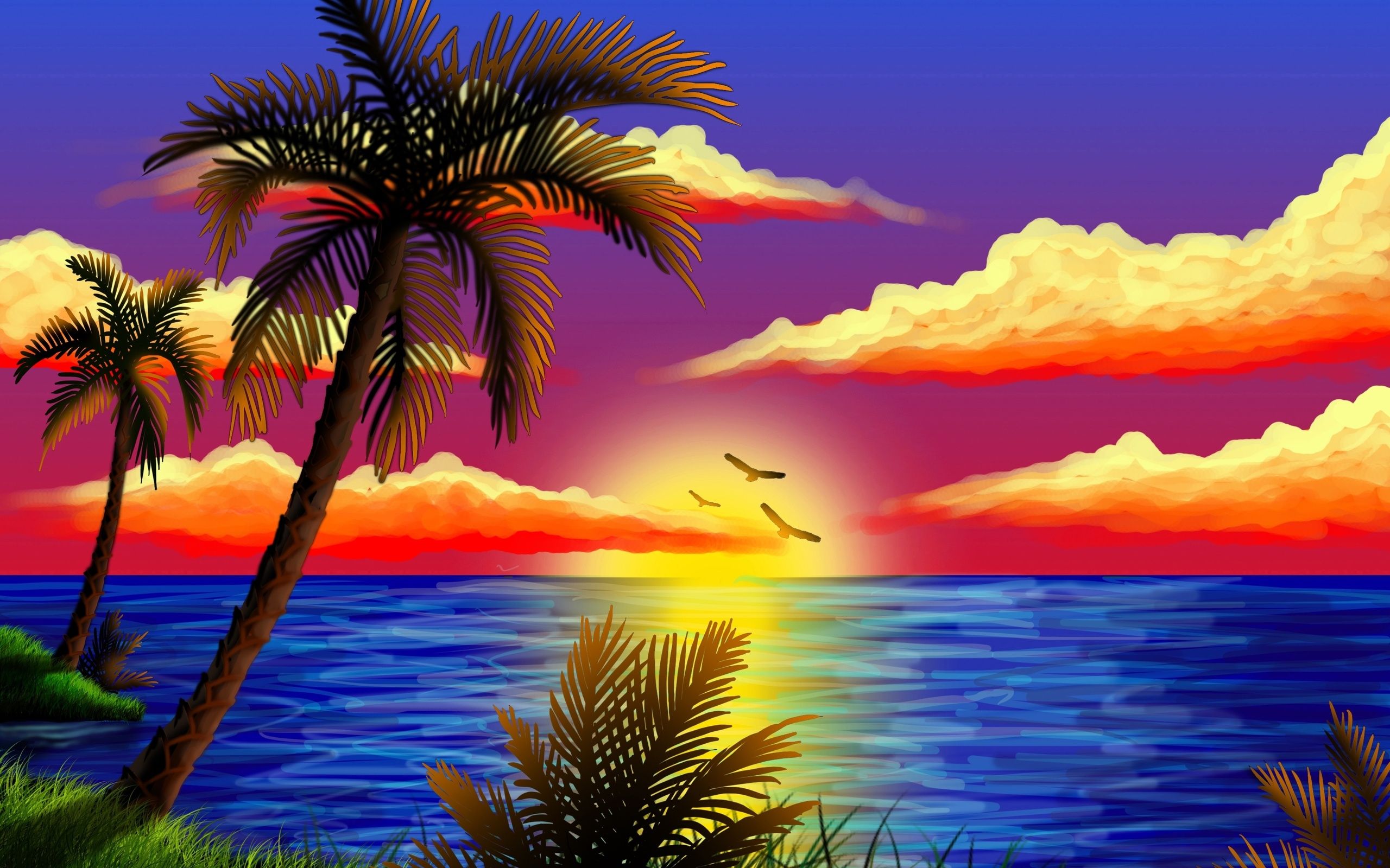  Sonnenuntergang Hintergrundbild 2560x1600. Download Hintergrundbild sonnenuntergang, das meer, palmen die Auflösung 1920x1080