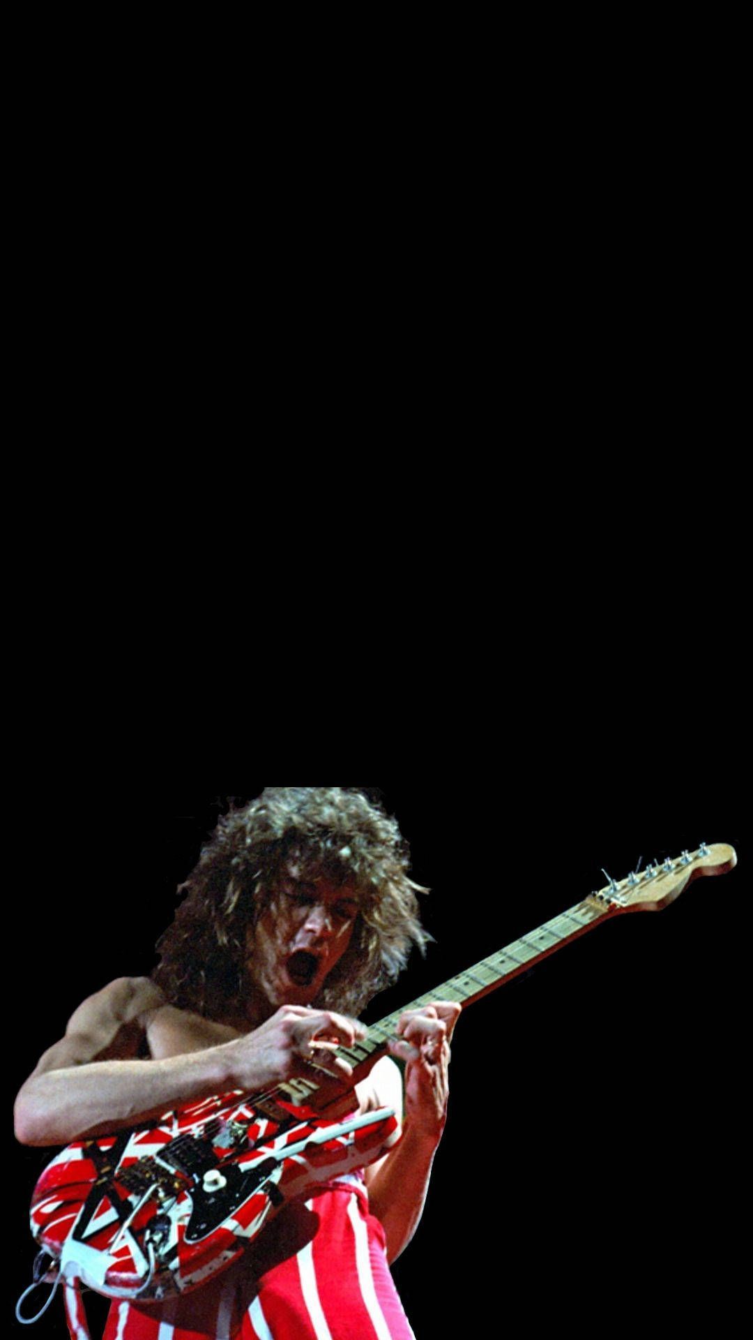 Eddie Van Halen Hintergrundbild 1080x1920. Download Eddie Van Halen Strumming Portrait Wallpaper