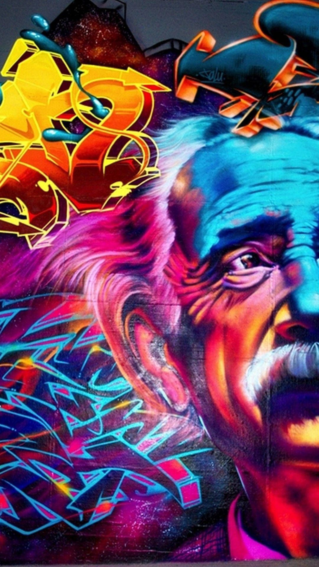  Albert Einstein Hintergrundbild 1080x1920. Download Colorful Albert Einstein Graffiti iPhone Wallpaper