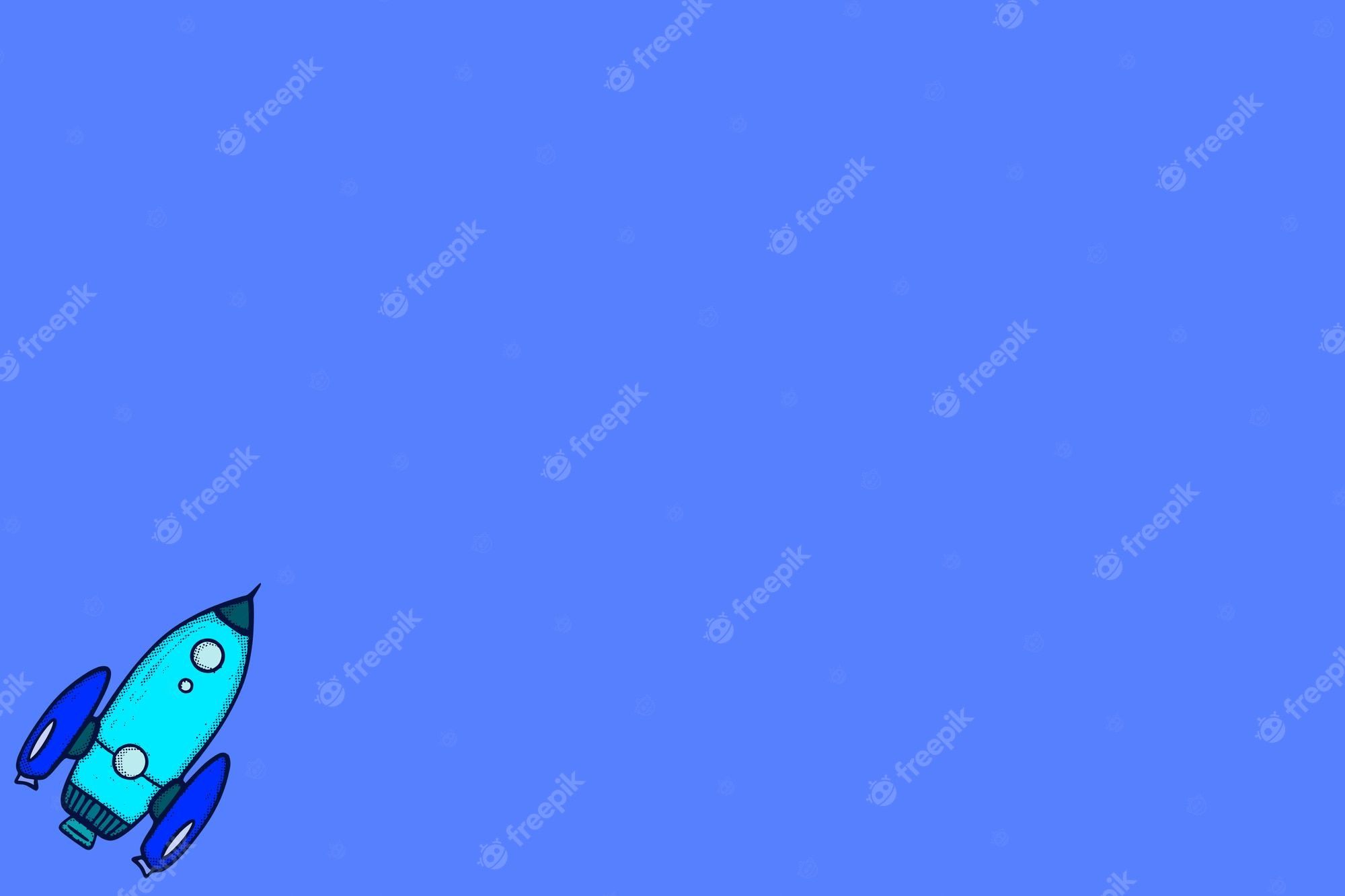  Blaue Hintergrundbild 2000x1333. Blaue Hintergrundbilder Mit Rakete Illustration Handgezeichneter Cartoon Vektor