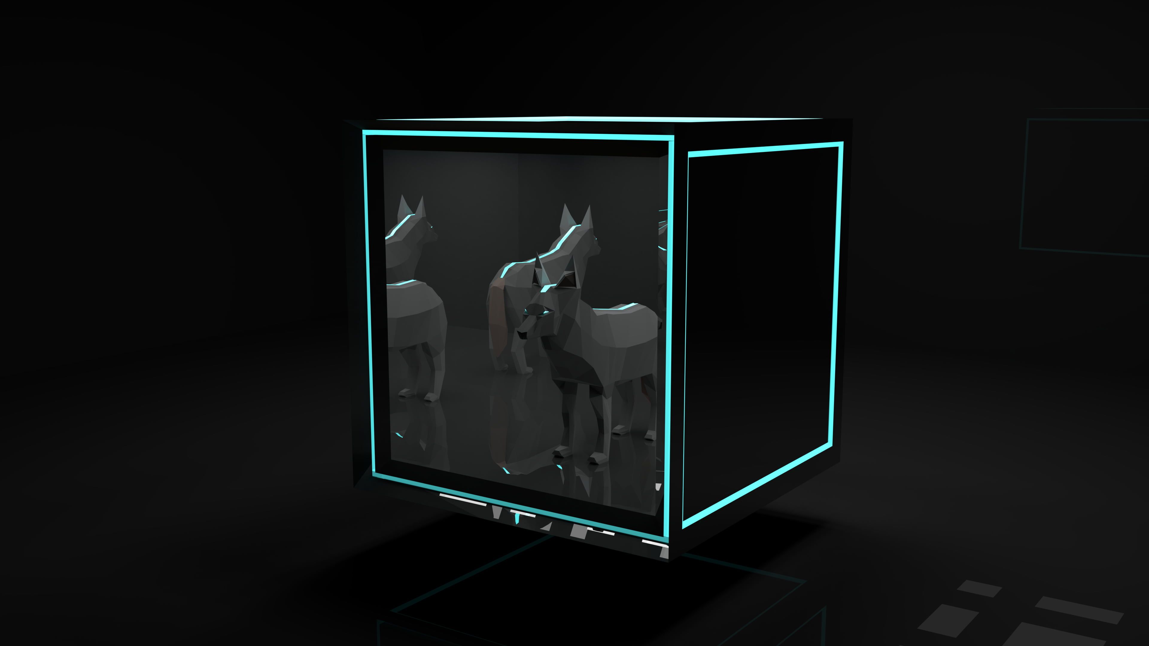  Blender Hintergrundbild 3840x2160. Gray wolf 3D cube art, wolf, Blender, 3D, low poly HD wallpaper