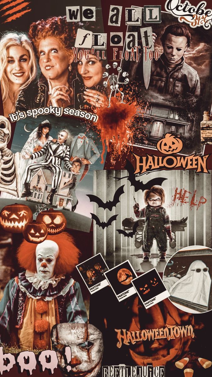 Horror Hintergrundbild 675x1200. Halloween Movie Collage Wallpaper