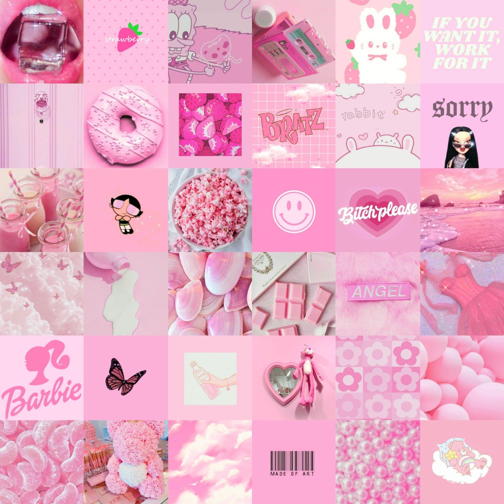 Pink Hintergrundbild 1920x1920. DIGITAL Pink Aesthetic Collage Kit Pink Photo Wallpaper