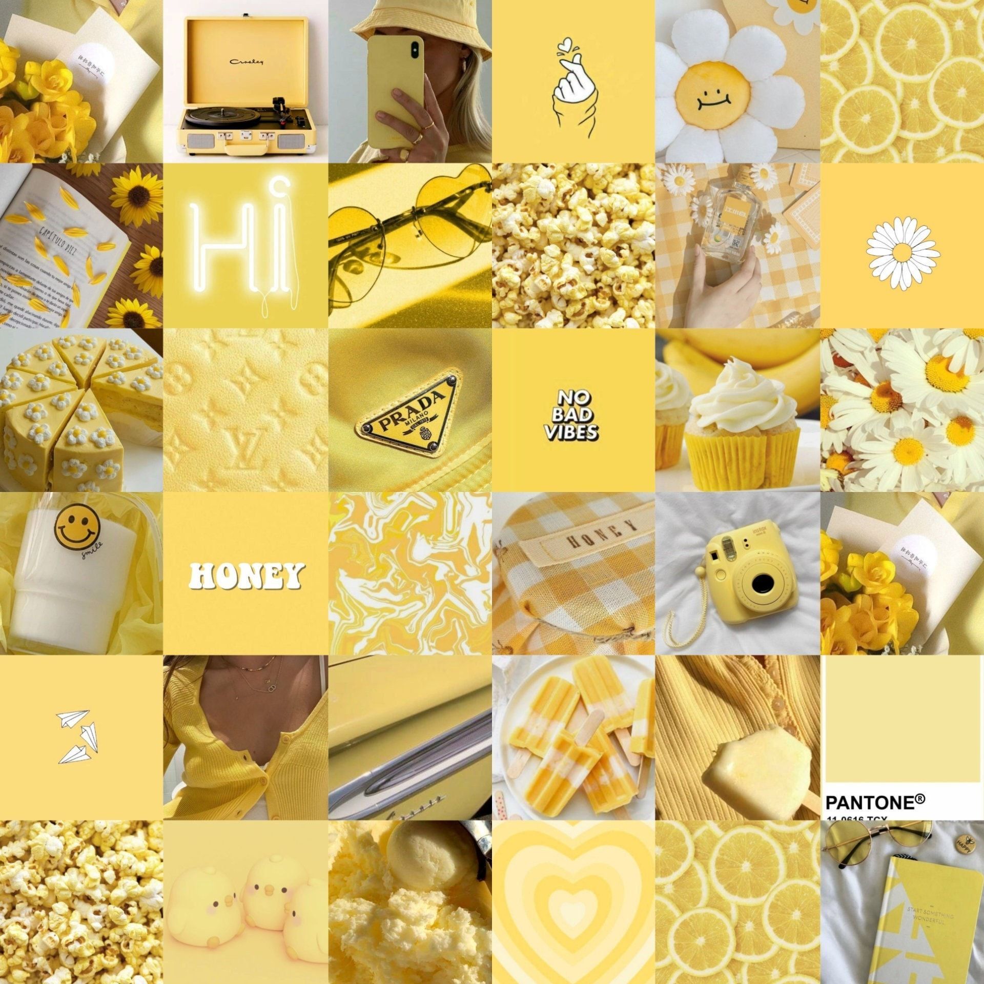 Yellow Hintergrundbild 1920x1920. DIGITAL Yellow Aesthetic Collage Kit Yellow Collage Kit