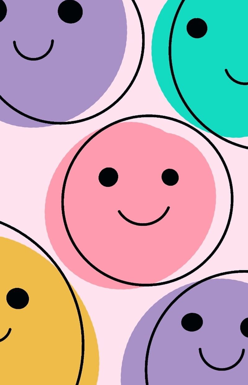 Smileys Hintergrundbild 800x1241. Fun Aesthetic Smiles, LightPink, pink, Purple, Heads, yellow, Teal, HD phone wallpaper