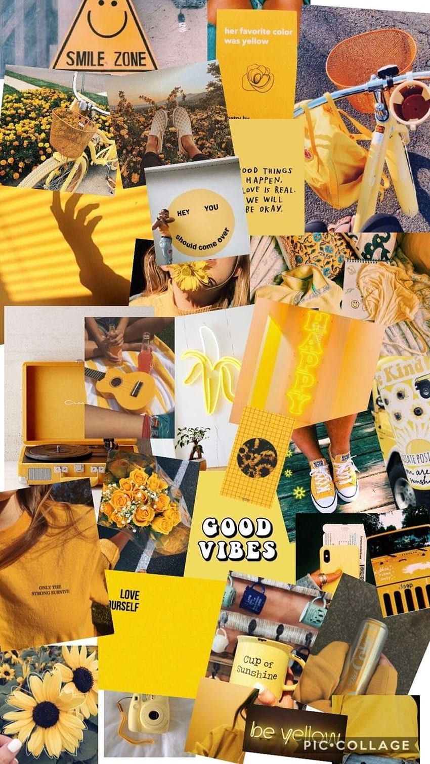 Yellow Hintergrundbild 850x1511. Yellow, Collage, And Yellow Aesthetic Background, Yellow Vibes HD phone wallpaper