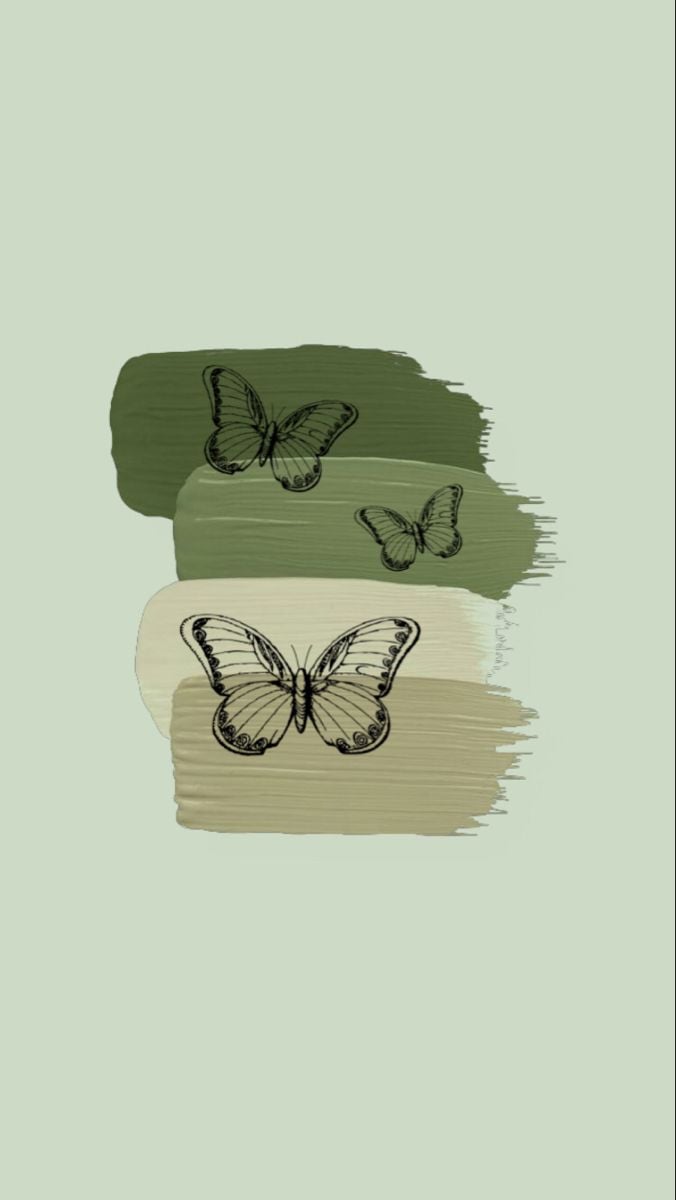 Green Hintergrundbild 676x1200. Green Aesthetic Butterfly Wallpaper