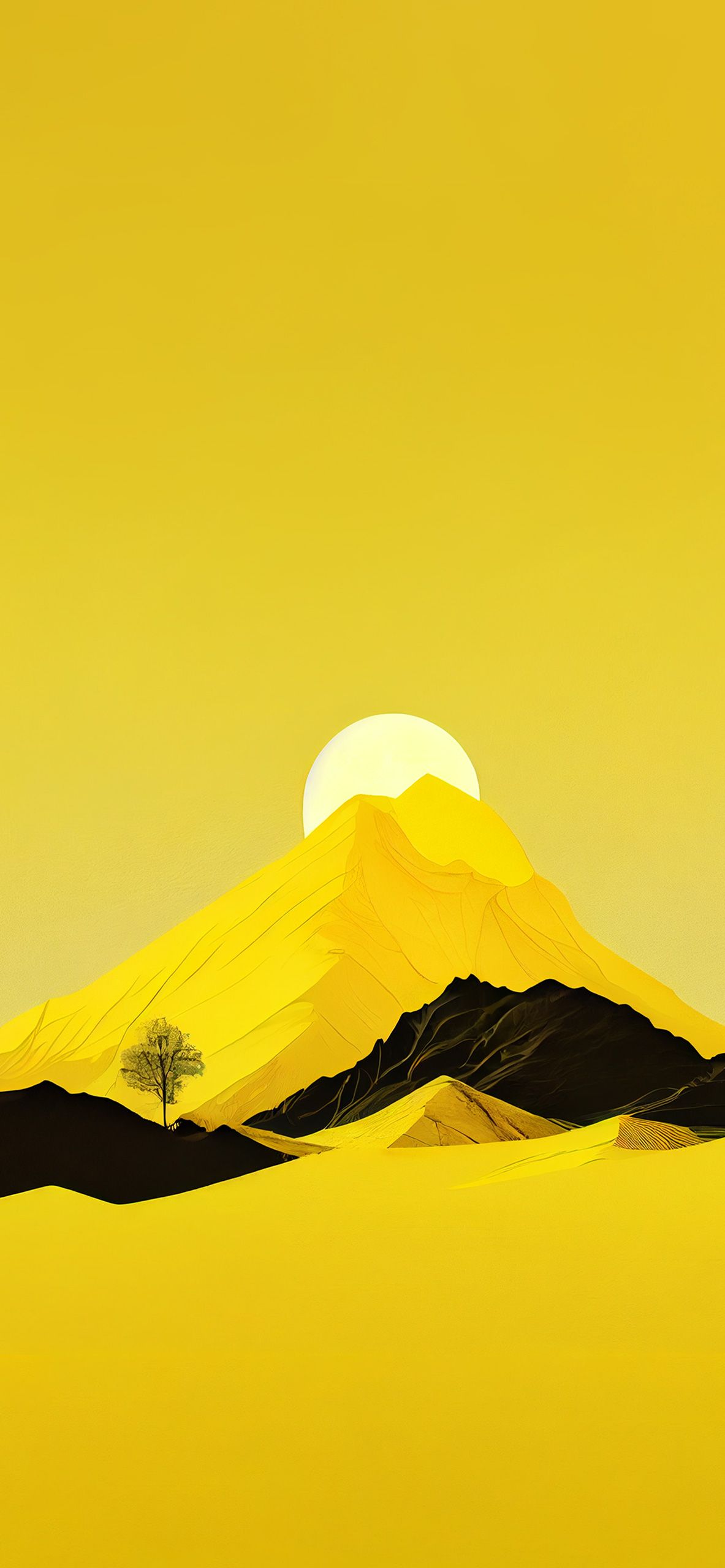 Yellow Hintergrundbild 1183x2560. Sun & Mountain Yellow Aesthetic Wallpaper Wallpaper 4k
