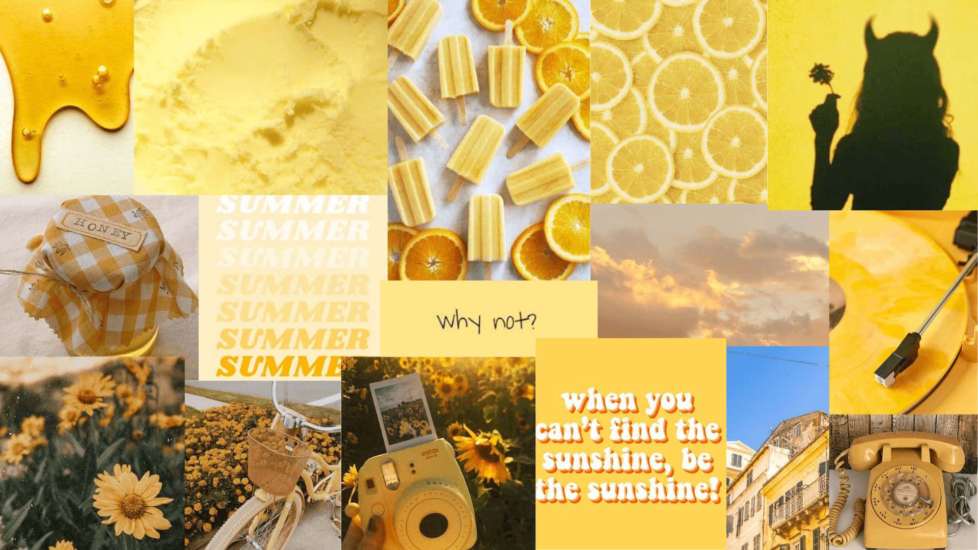Yellow Hintergrundbild 1920x1080. Free Yellow Aesthetic Collage Wallpaper Downloads, Yellow Aesthetic Collage Wallpaper for FREE