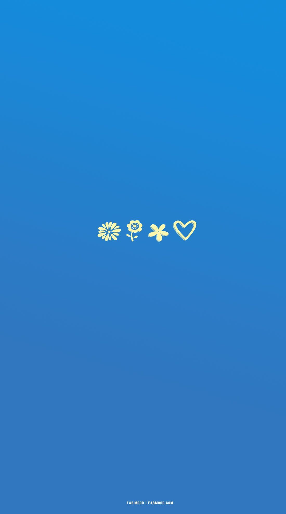 Blau Hintergrundbild 1100x1975. Azure Blue Wallpaper For Phone : Pastel Yellow Flower & Heart