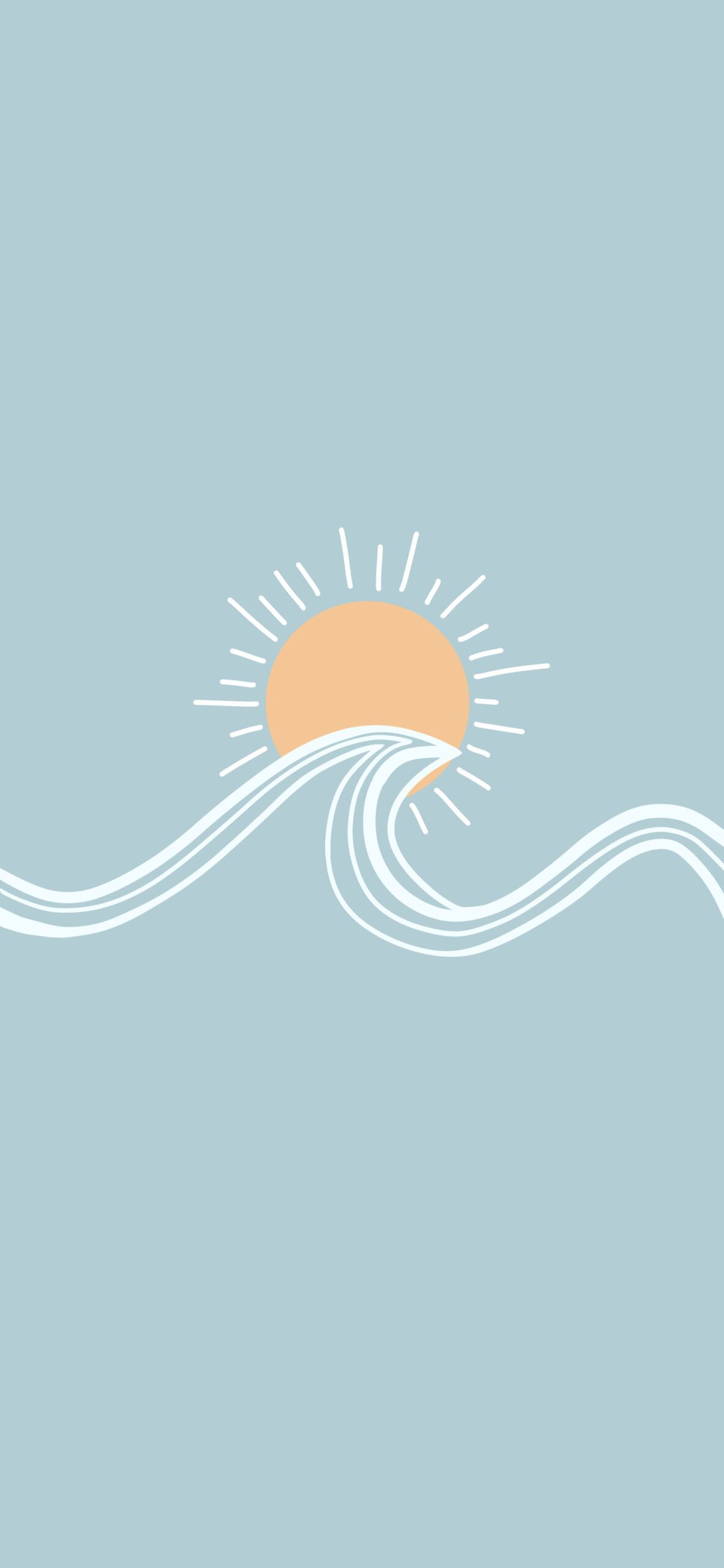  Illustration Hintergrundbild 1183x2560. Sun and Wave Blue Wallpaper Aesthetic Wallpaper for iPhone