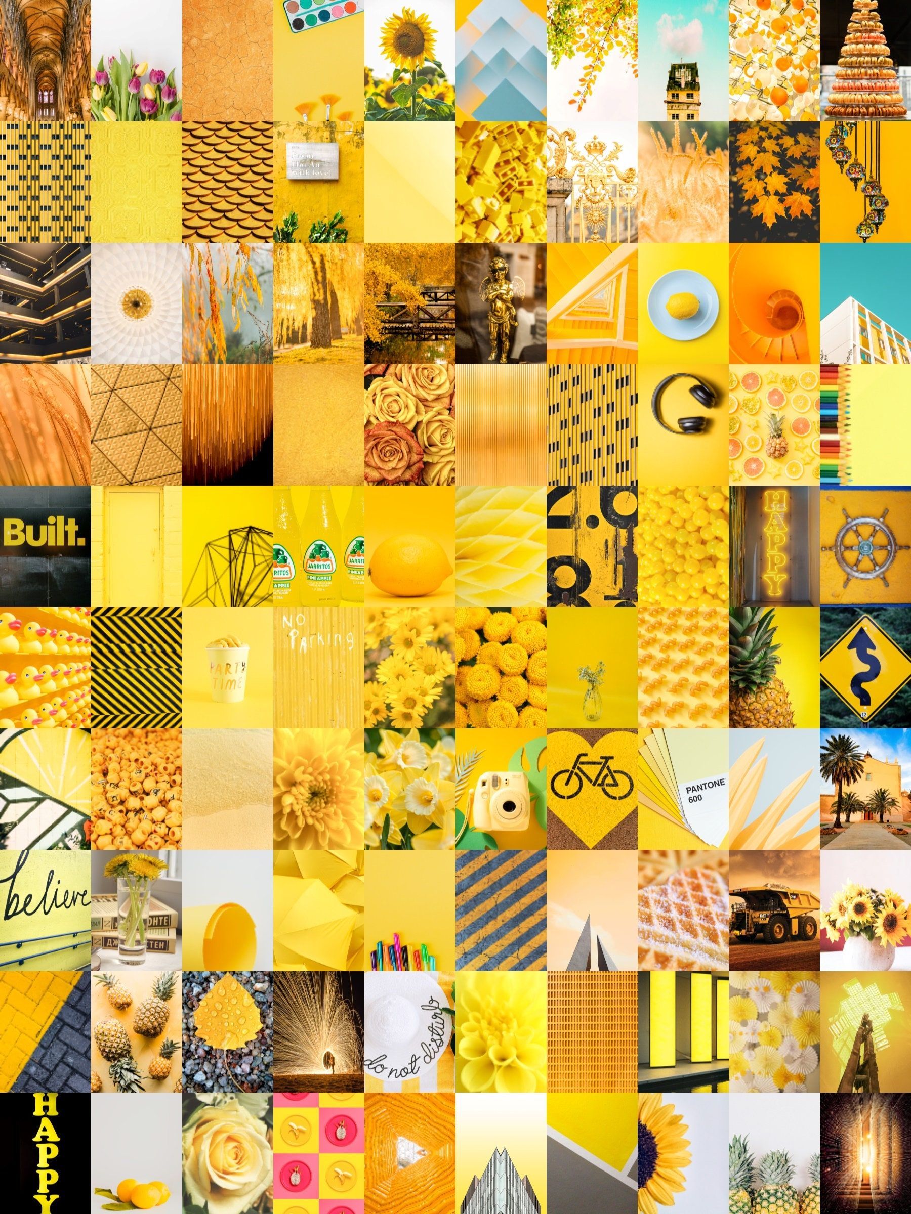 Gelb Hintergrundbild 1800x2400. Gelb Ästhetisches Wandcollage Kit Digitaler Download