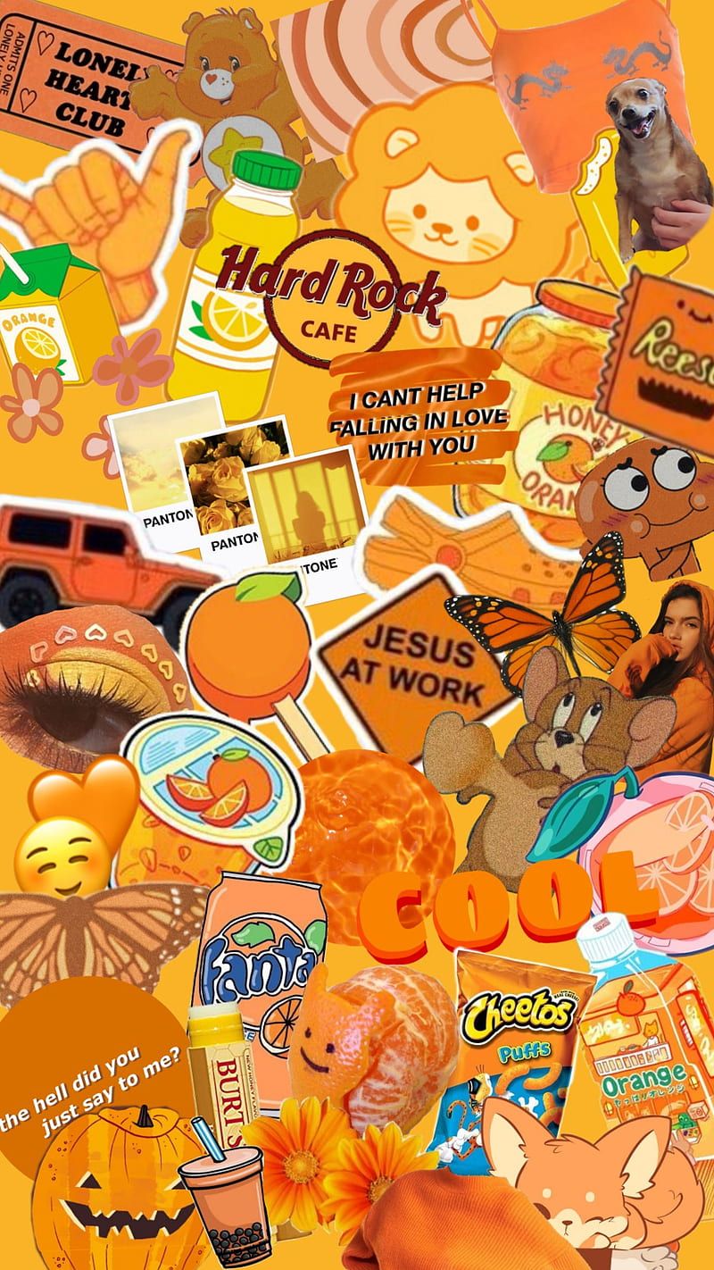 Orange Hintergrundbild 800x1422. Orange aesthetic, art, collage, cute, HD phone wallpaper