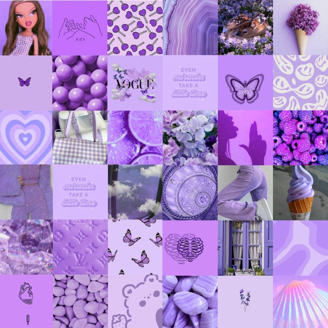 Lila Hintergrundbild 1080x1080. DIGITAL Purple Aesthetic Collage Kit Lila Collage Kit